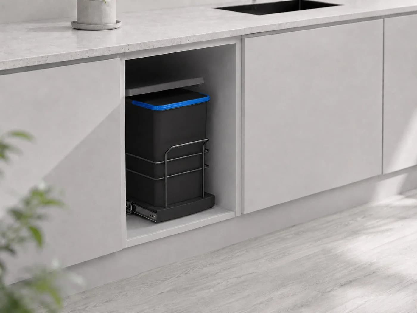 Roomart Einbaumülleimer ausziehbar 2×12L Mülltrennsystem Schwarz