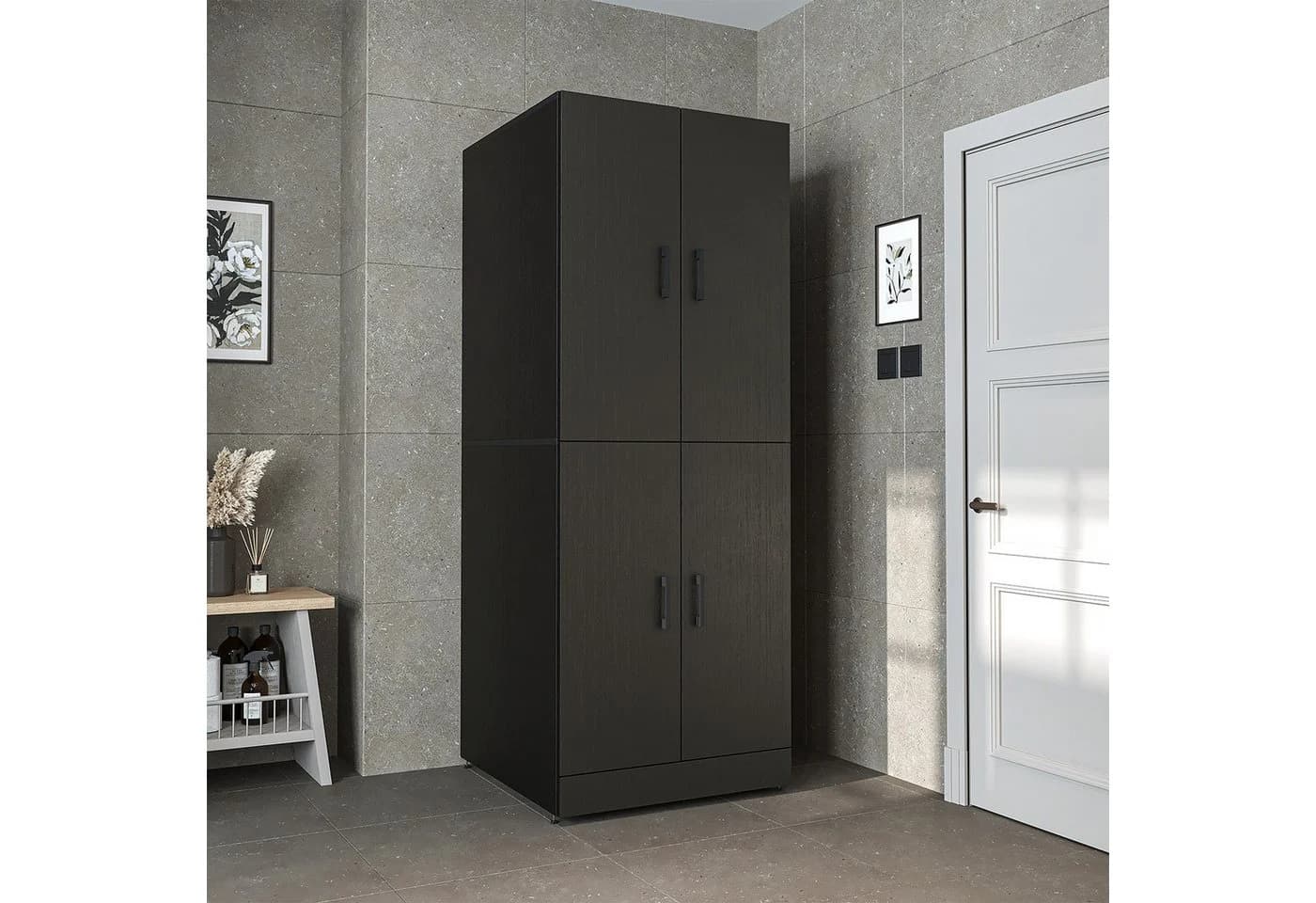 Roomart DORA Waschmaschinenschrank Schwarz-Eiche Soft-Close