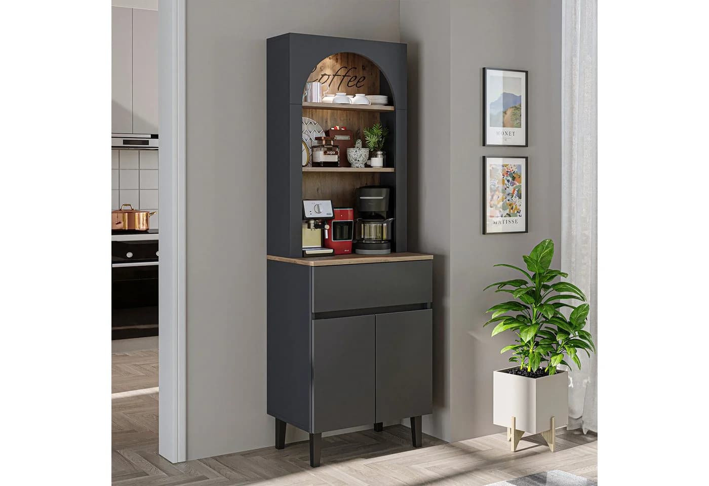 Roomart VENEDIK Küchenschrank 60 cm mit LED-Nische und Schublade