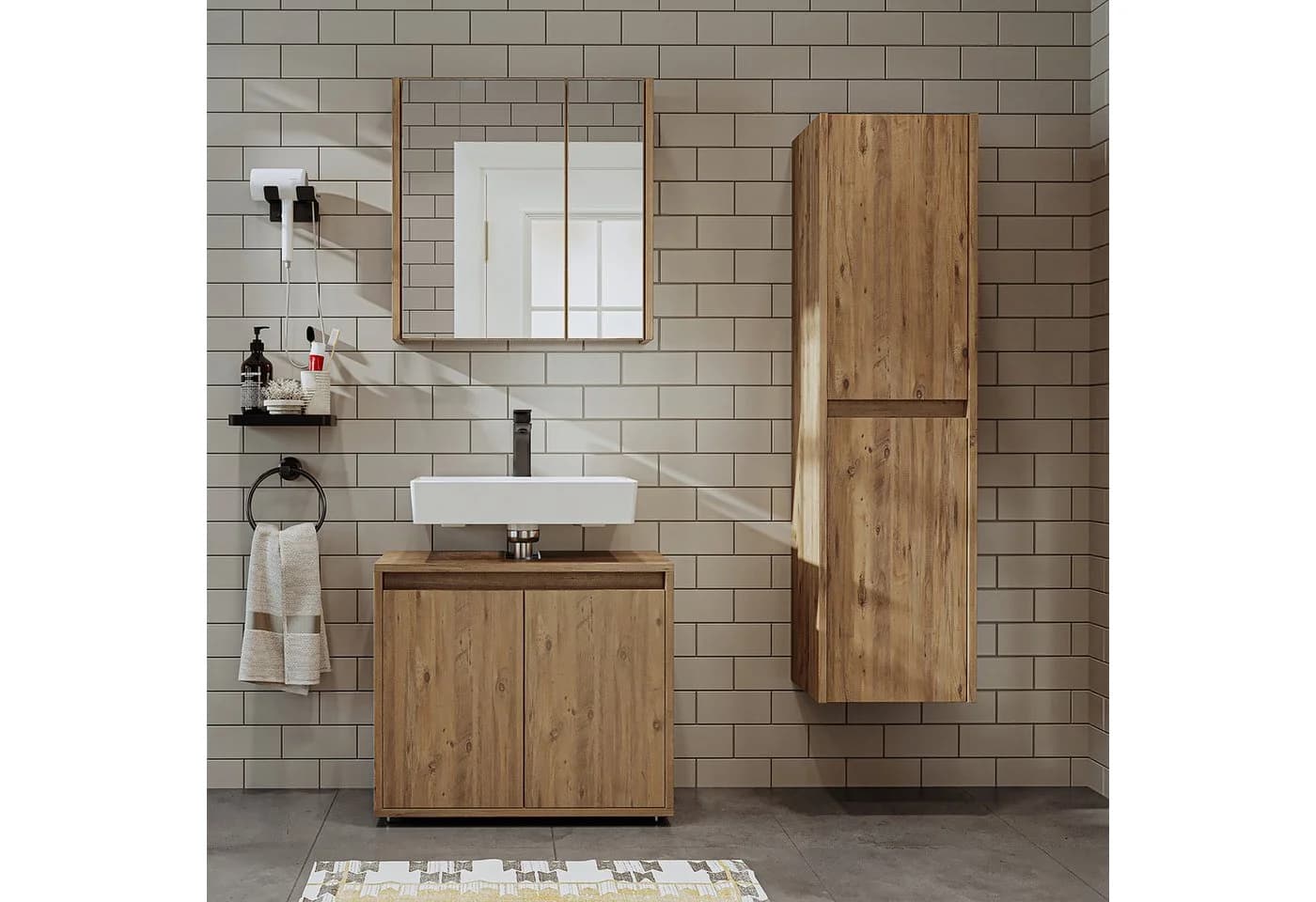 Roomart Badmöbel-Set MELONA 3-tlg. Soft-Close stehend