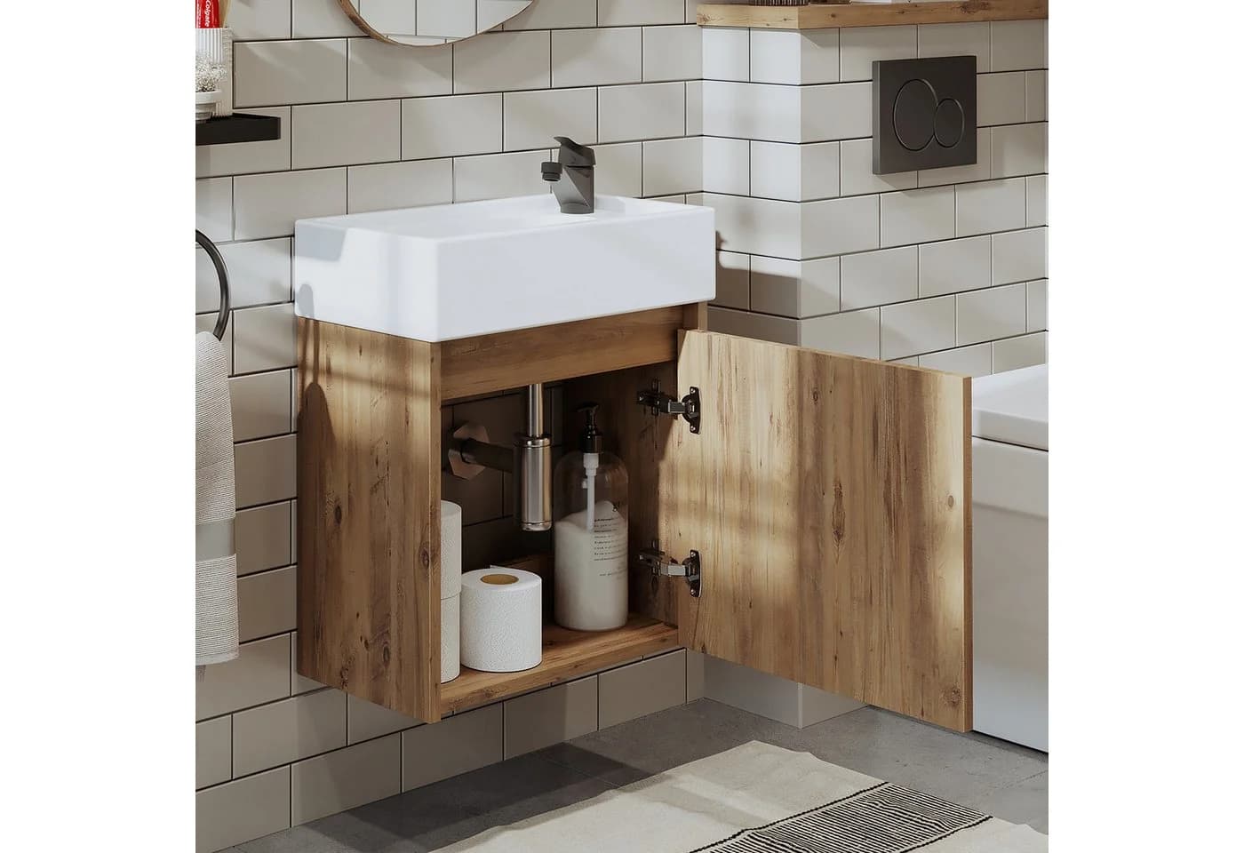 Roomart Badmöbel-Set MINI 50 hängend mit Soft-Close und Keramikbecken
