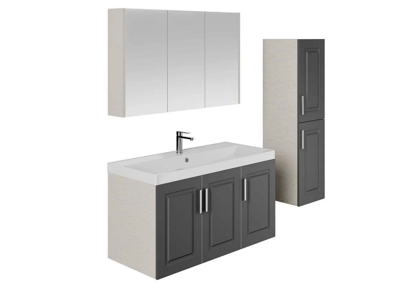 Karen Badmöbel-Set Arin 100 Landhaus-Stil Grau Anthrazit