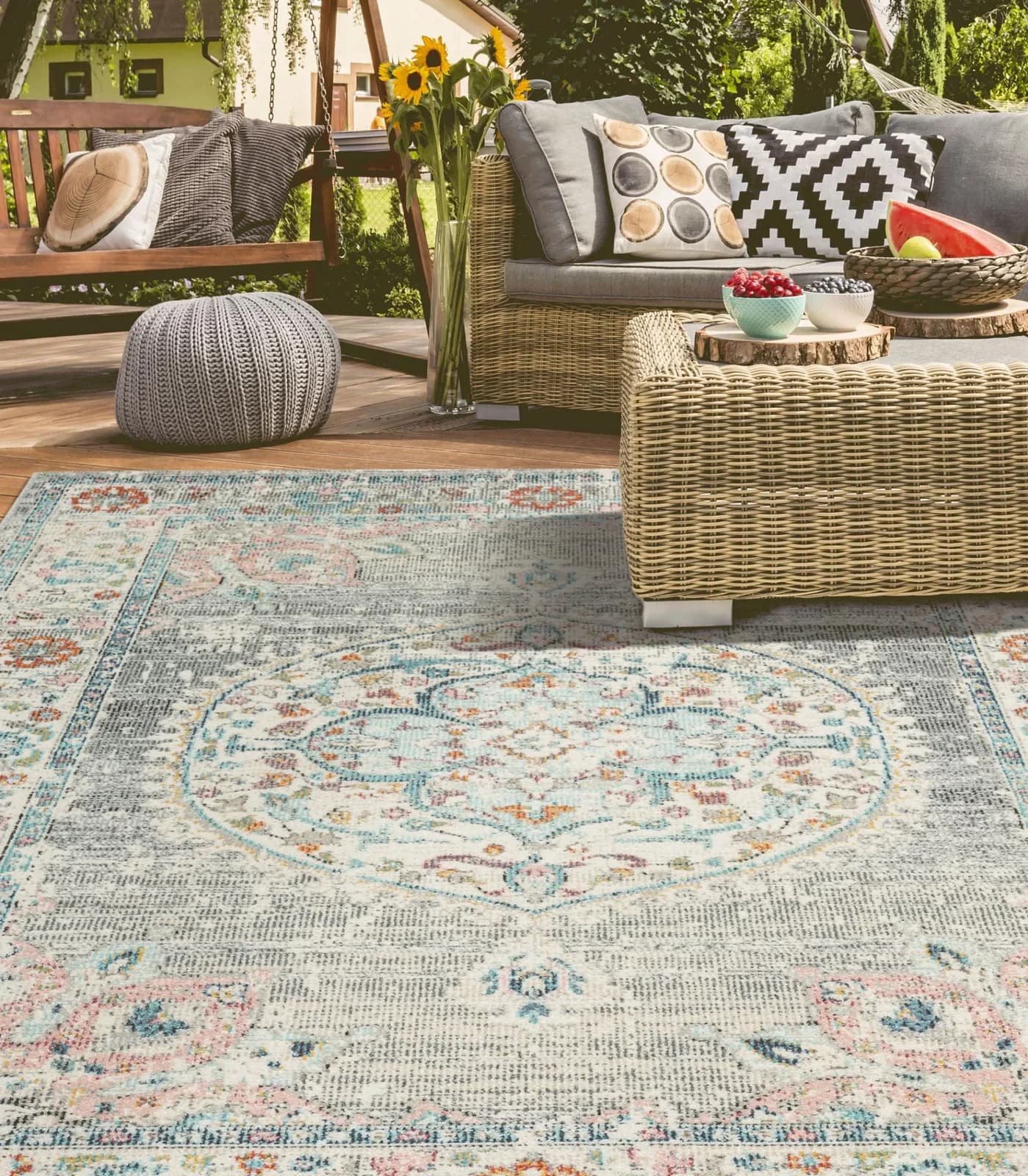 MERINOS Salsa Outdoor Teppich Grau Vintage Polypropylen