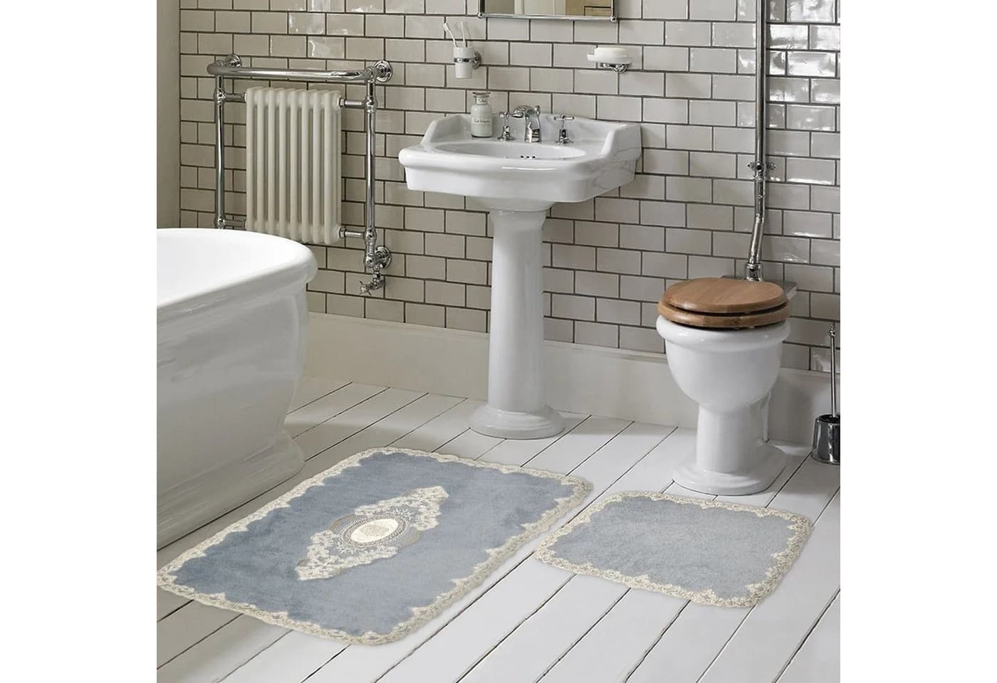 L'Essentiel Maison Bademattenset Grau 100% Polyester 15mm Florhöhe