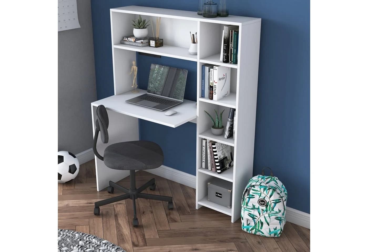Skye Decor Arbeitstisch Study-Station Weiß mit Regal