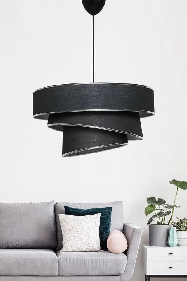 Opviq Kronleuchter Cotton Cap Schwarz Silber Metall