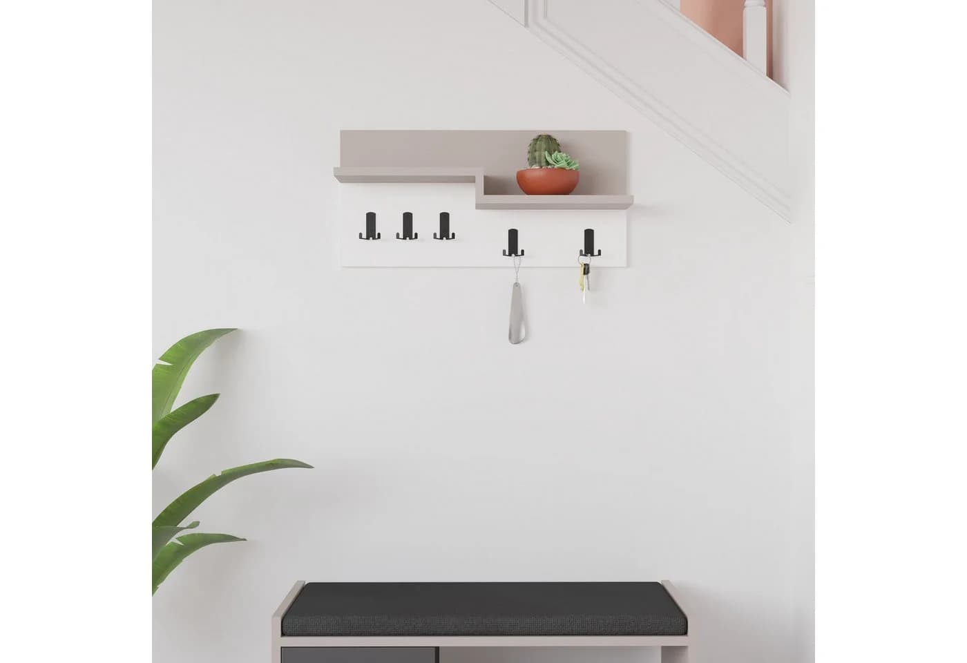 Decortie Wandgarderobe Harmon Modern Geometrisch Weiß/Grau