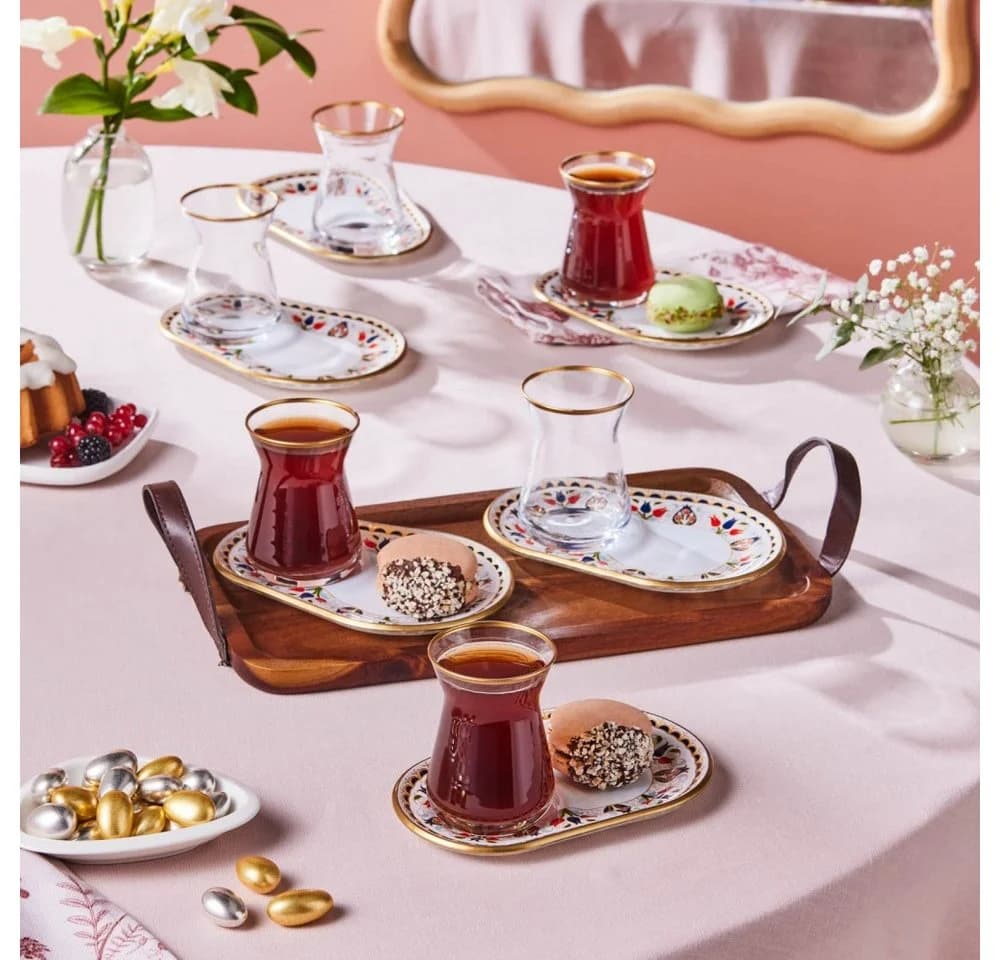 Karaca Teeglas-Set Tulip 12-tlg. Türkische Teegläser Bunt