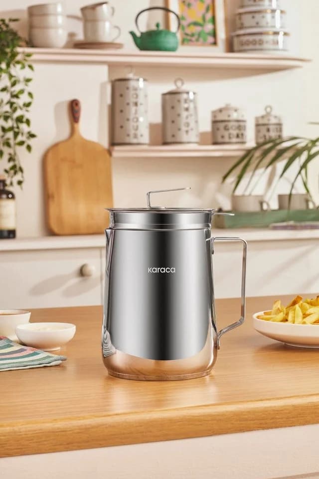 Karaca Minifry Fritteuse Edelstahl 2l Silber mit Filtersieb
