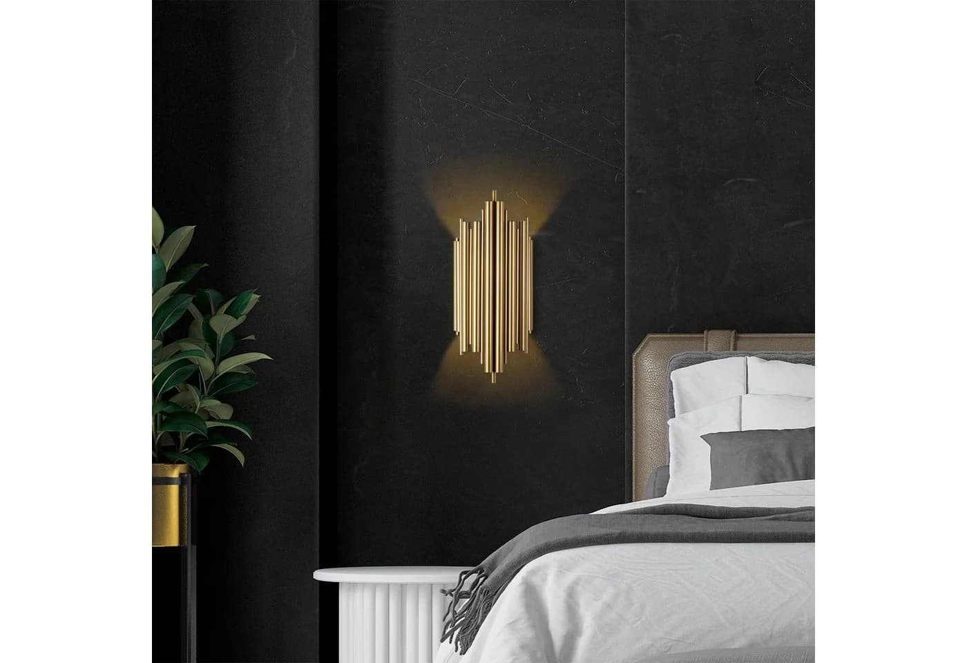 Opviq Wandleuchte Reis 13341 Goldfarben Metall