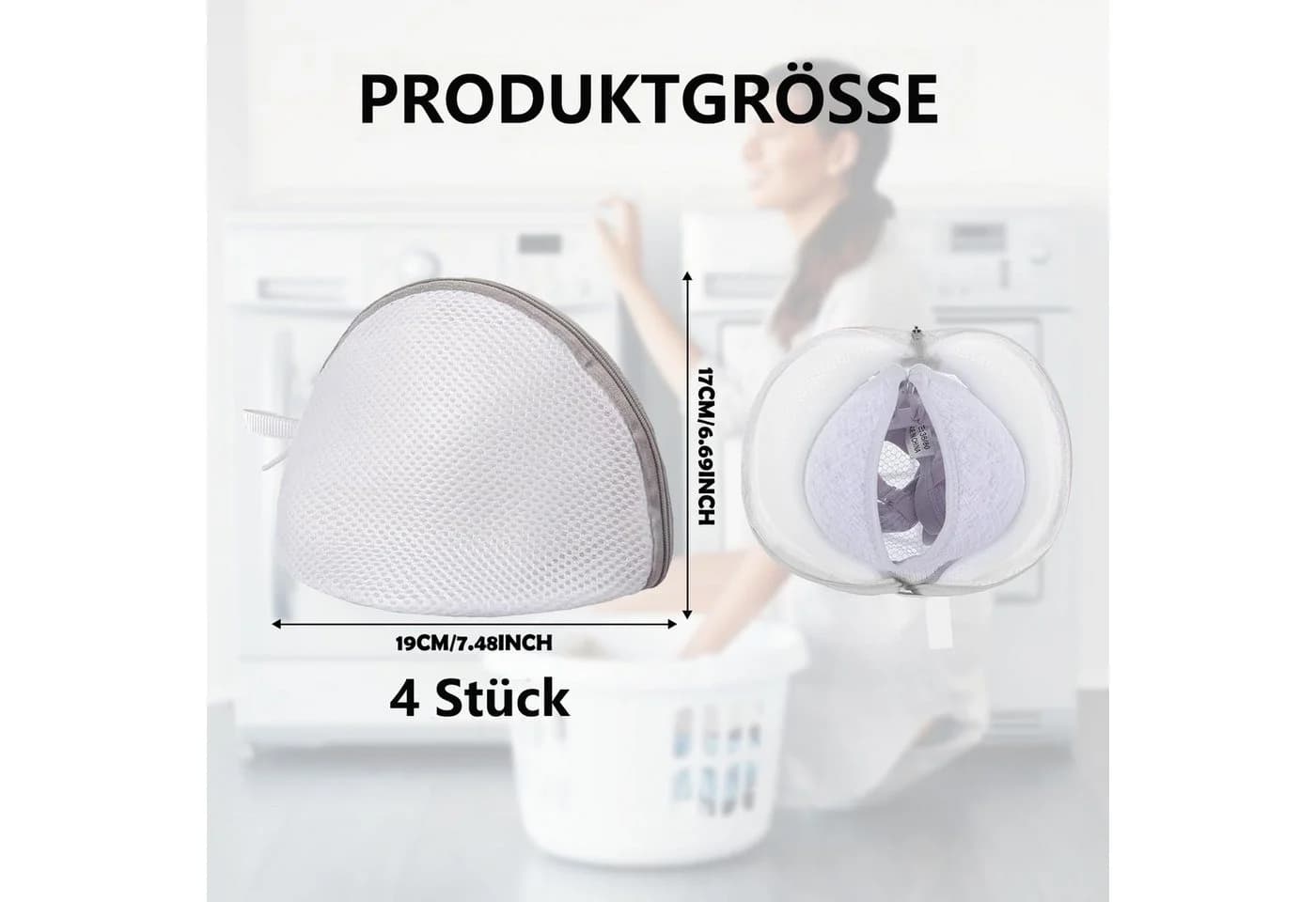FOUORTUNATE-BEE Wäschenetz 4 Stück Halbkreisform für BH & Unterwäsche