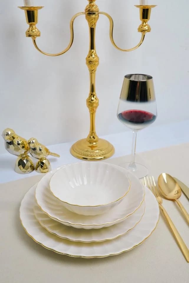 Hermia Concept Geschirr-Set Derya 24-tlg. Weiß/Gold Porzellan