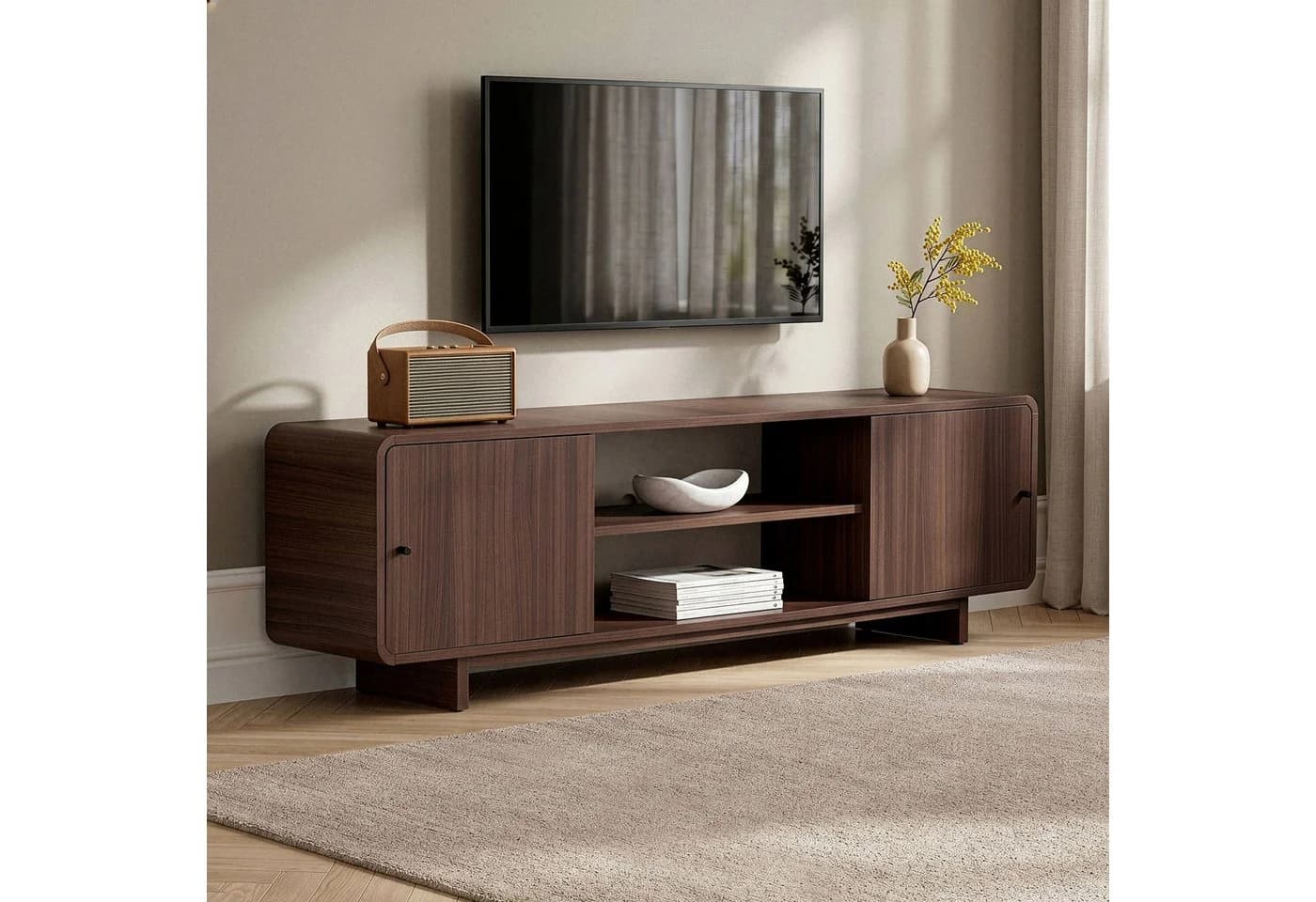 Skye Decor TV-Lowboard Japandi 180 cm Braun