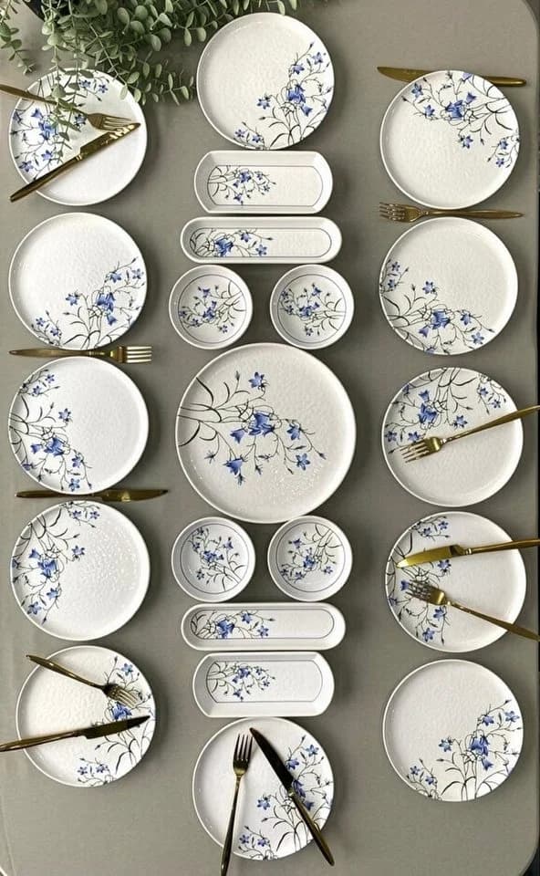 Hermia Concept Geschirr-Set 21-tlg. Blau/Weiß Keramik