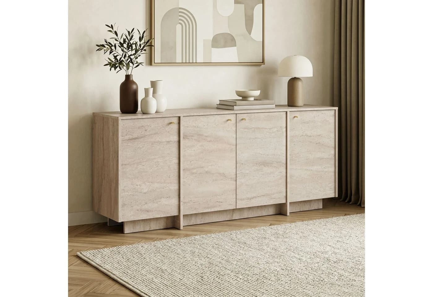 Skye Decor Konsolentisch Varen Travertin Japandi
