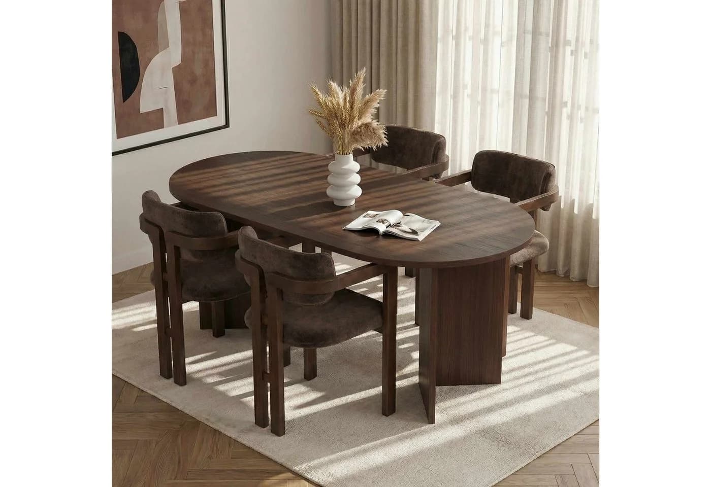 Skye Decor Essgruppe Sablin Modern 5-tlg. Set Walnuss