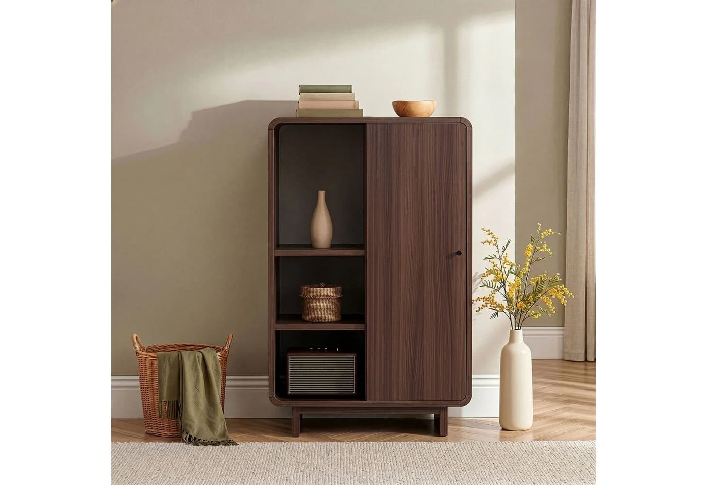 Skye Decor Mehrzweckschrank Japandi Braun Holzoptik