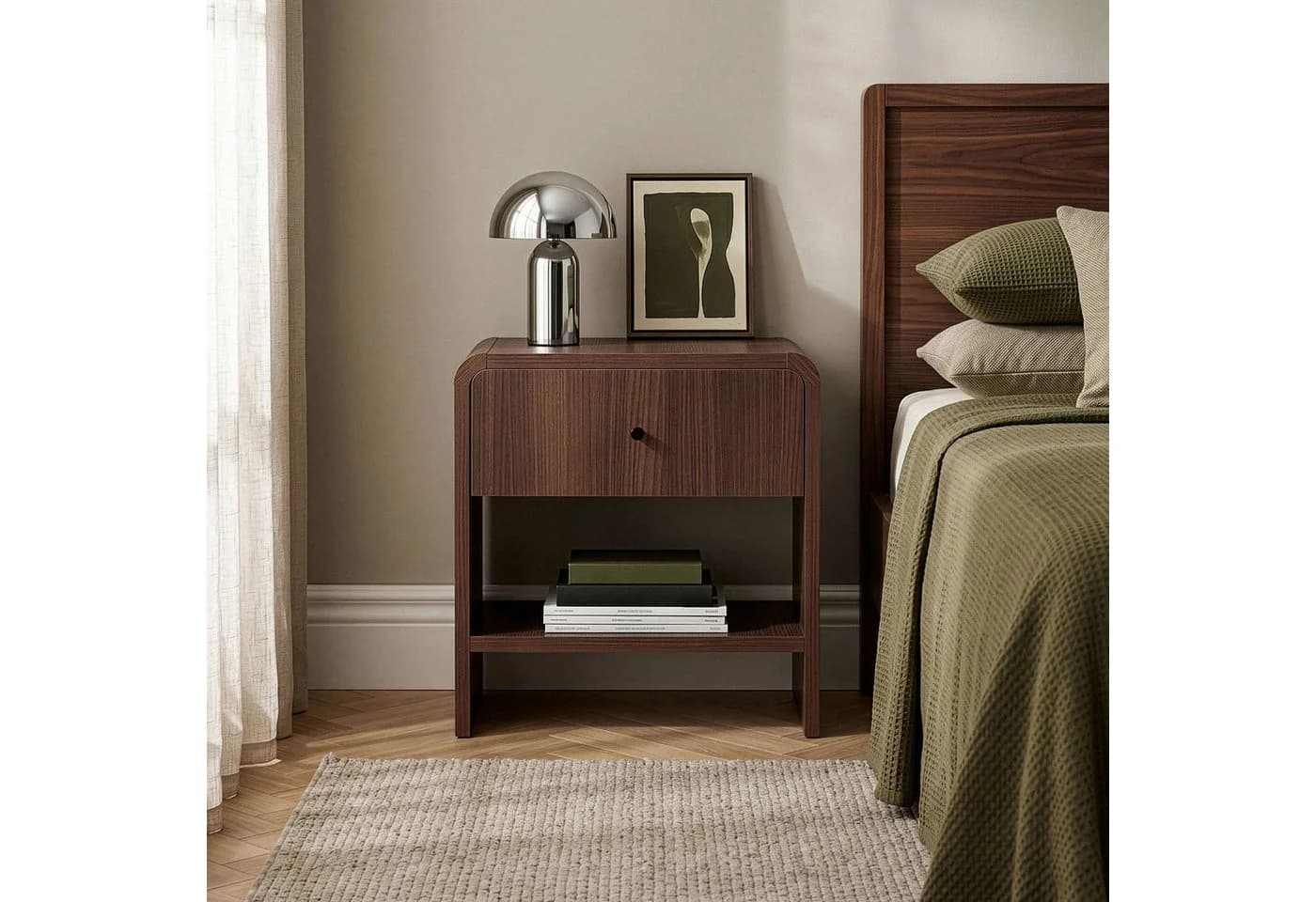 Skye Decor Nachttisch Japandi Design Braun Melaminbeschichtete Spanplatte