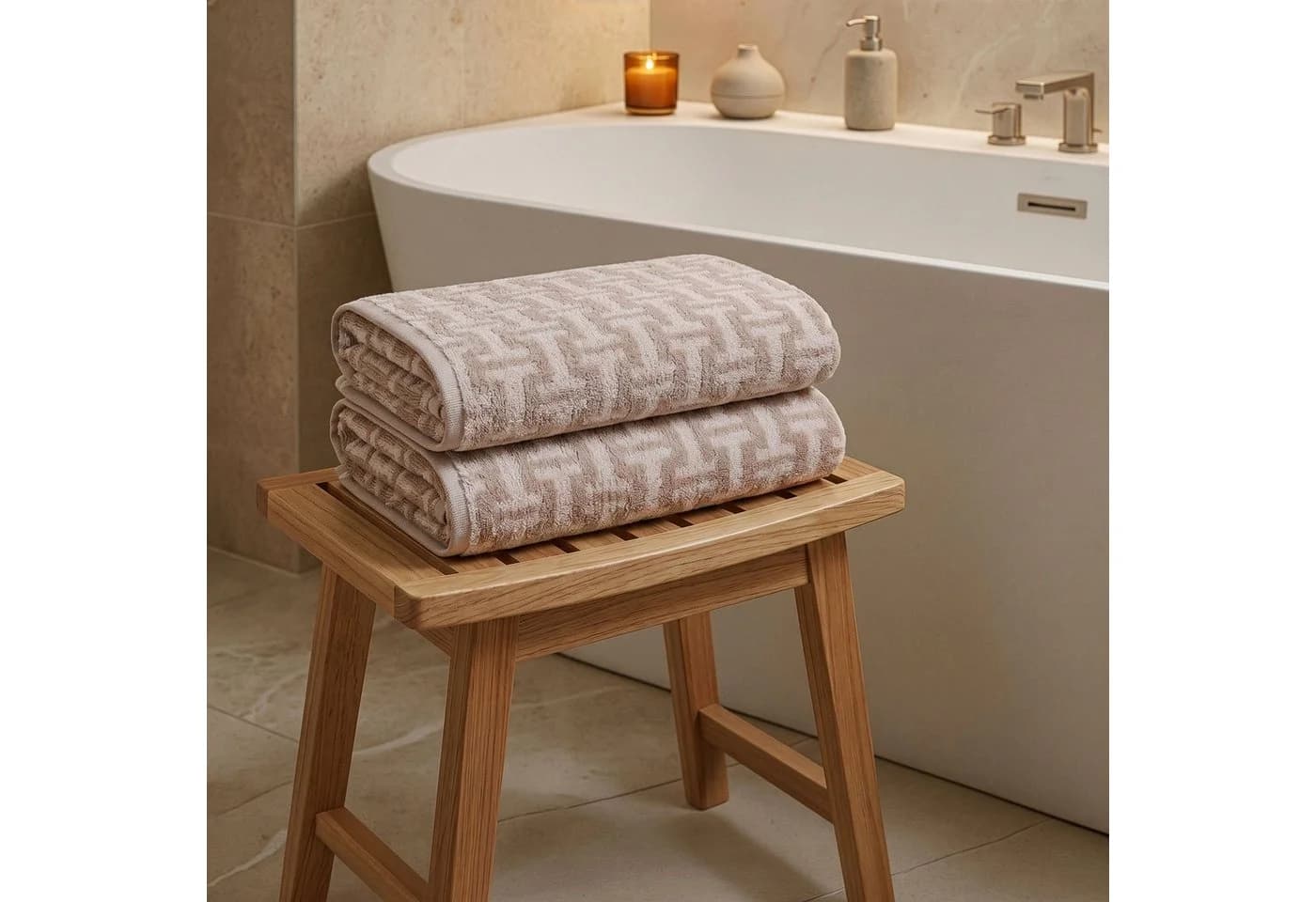 L'Essentiel Maison Badetücher Whitney Set Beige 100% Baumwolle
