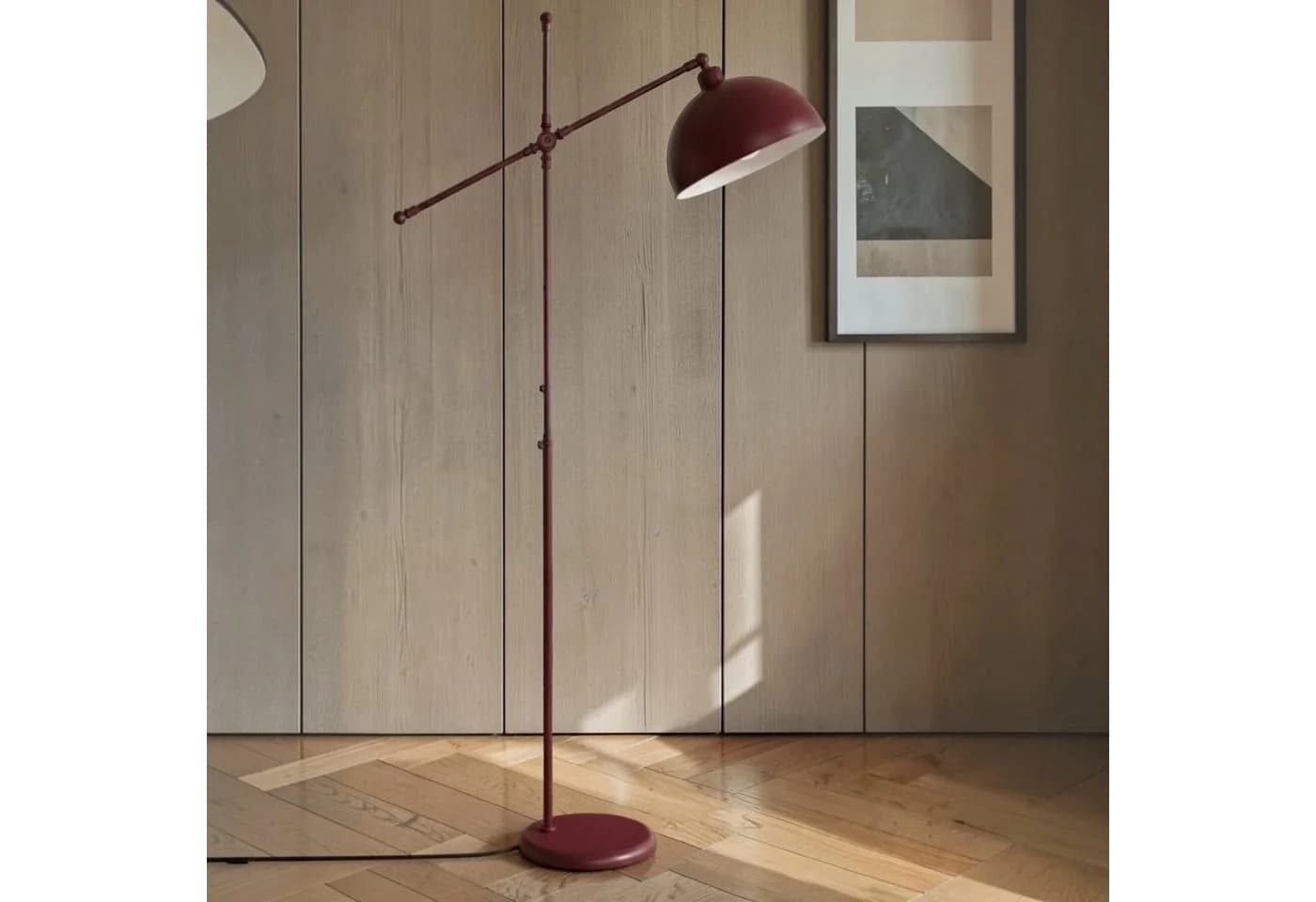 Bamyum Stehlampe Metall E27 verstellbar Burgunderrot