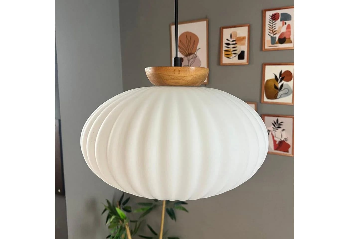 Bamyum Pendelleuchte Elegant Glas Metall E27 Weiß