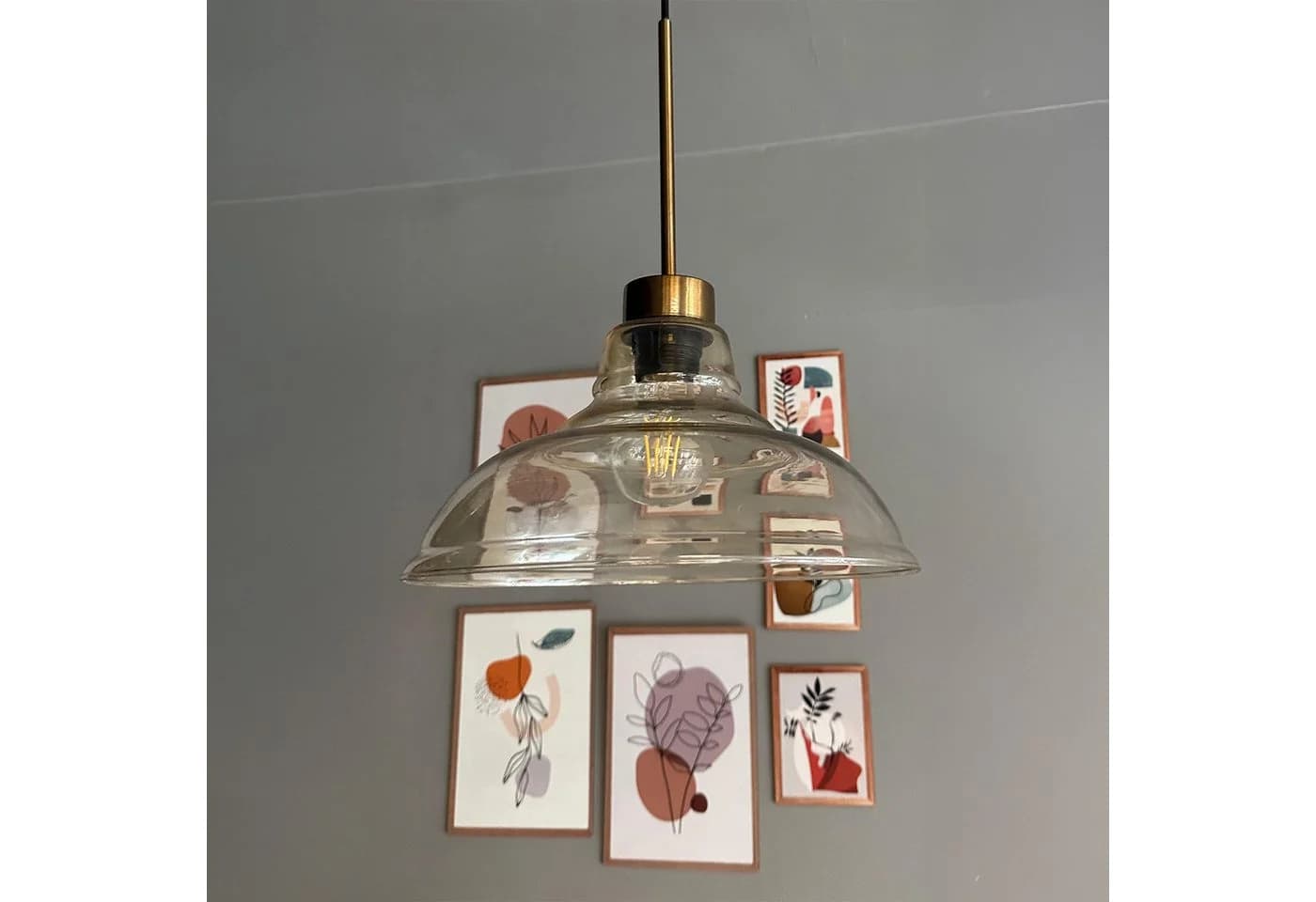 Bamyum Pendelleuchte Vishi Einzelner Glas-Kronleuchter Retro