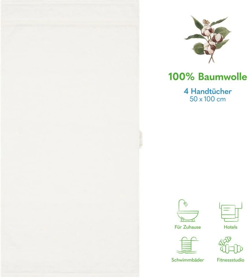 HAMMETEX Handtuch Set 4-teilig Beige Frottier Baumwolle