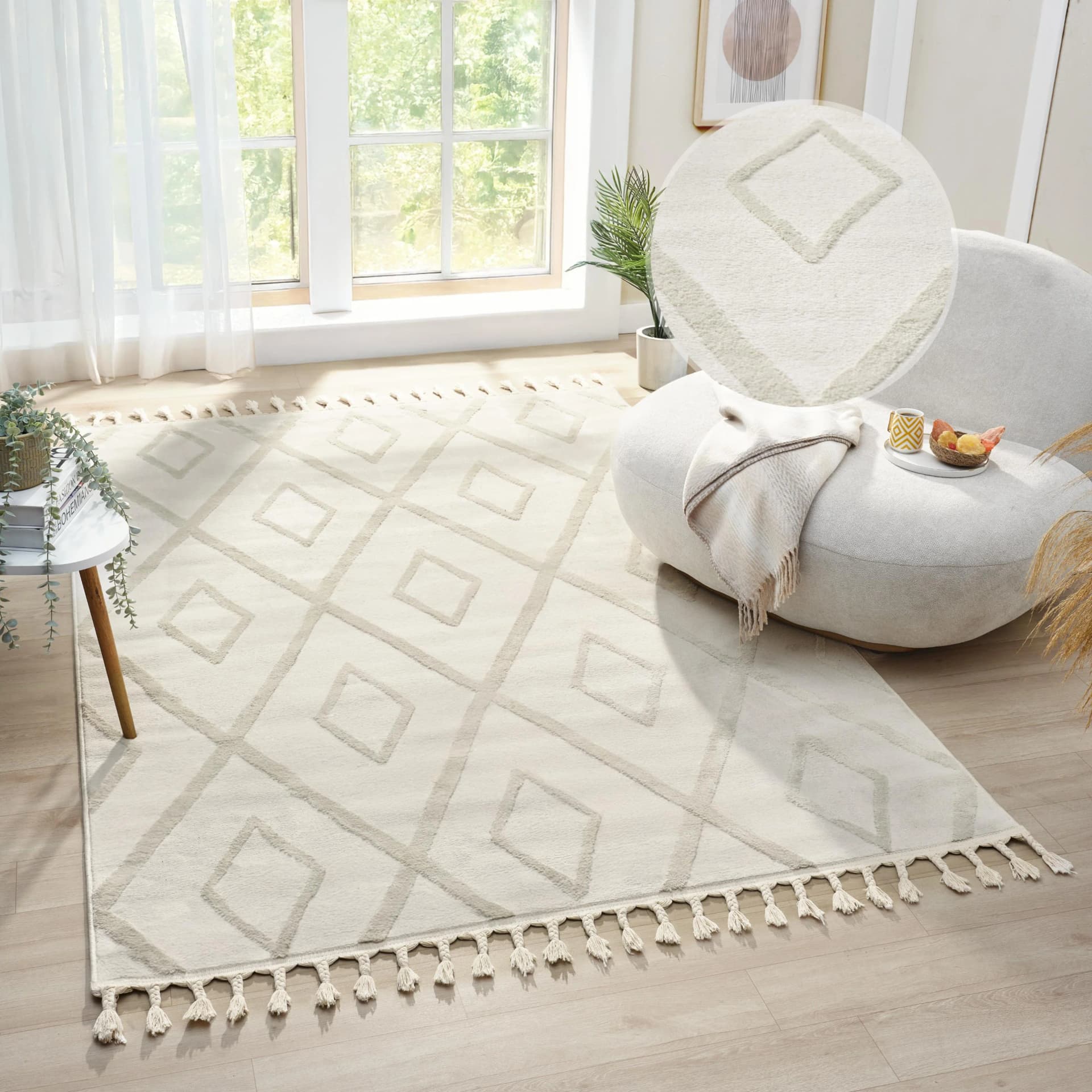 OTTO HOME Teppich Otilie Beige Gemustert mit Fransen