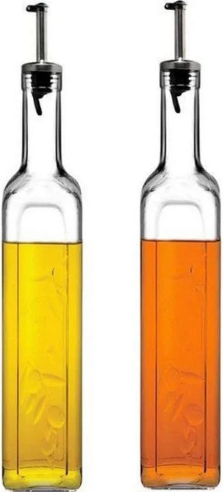 Pasabahce Öl- und Essigspender 2er Set Glas Metall