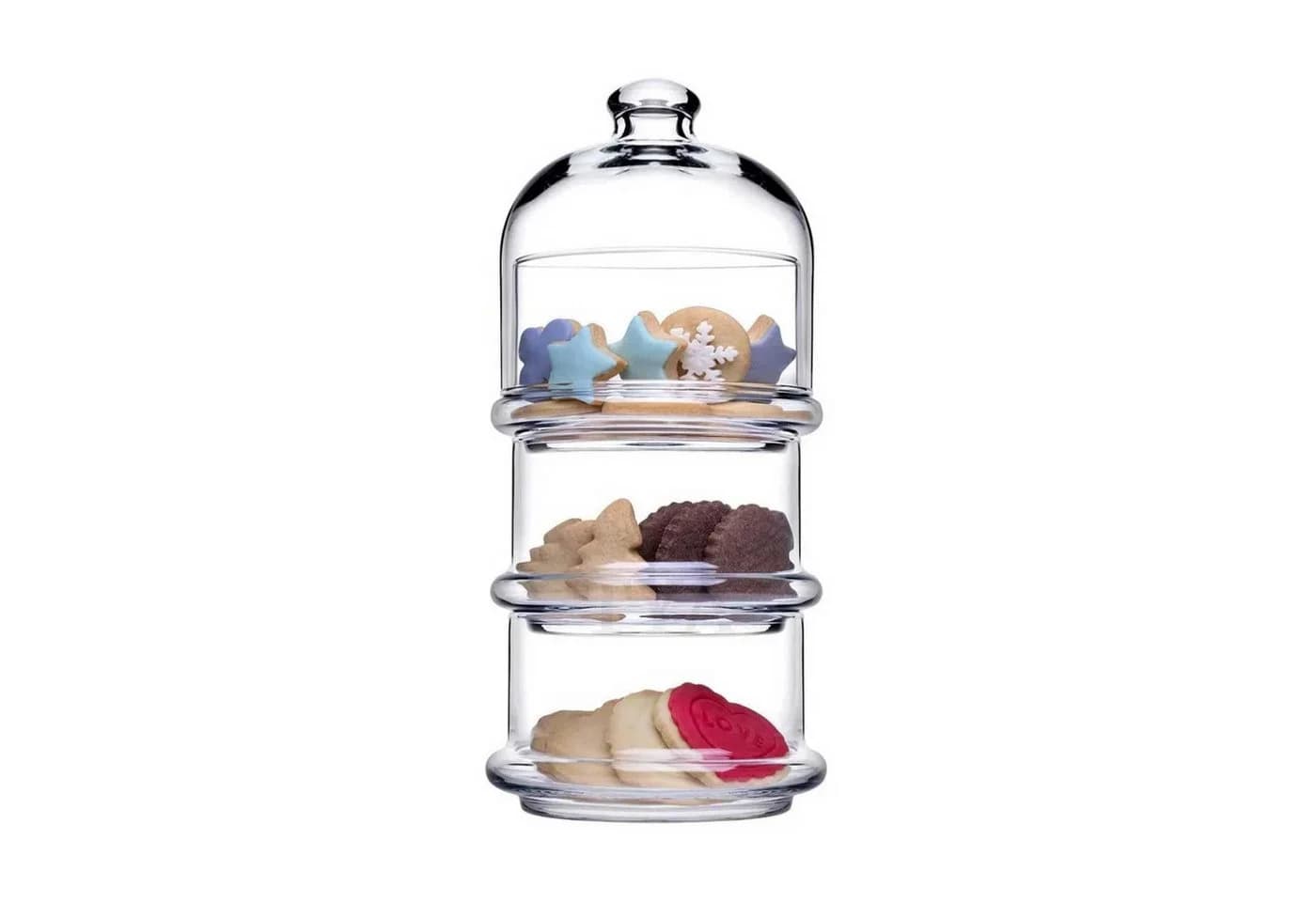 Pasabahce Villa Patisserie Servierschale 3-tlg. mit Haube Transparent