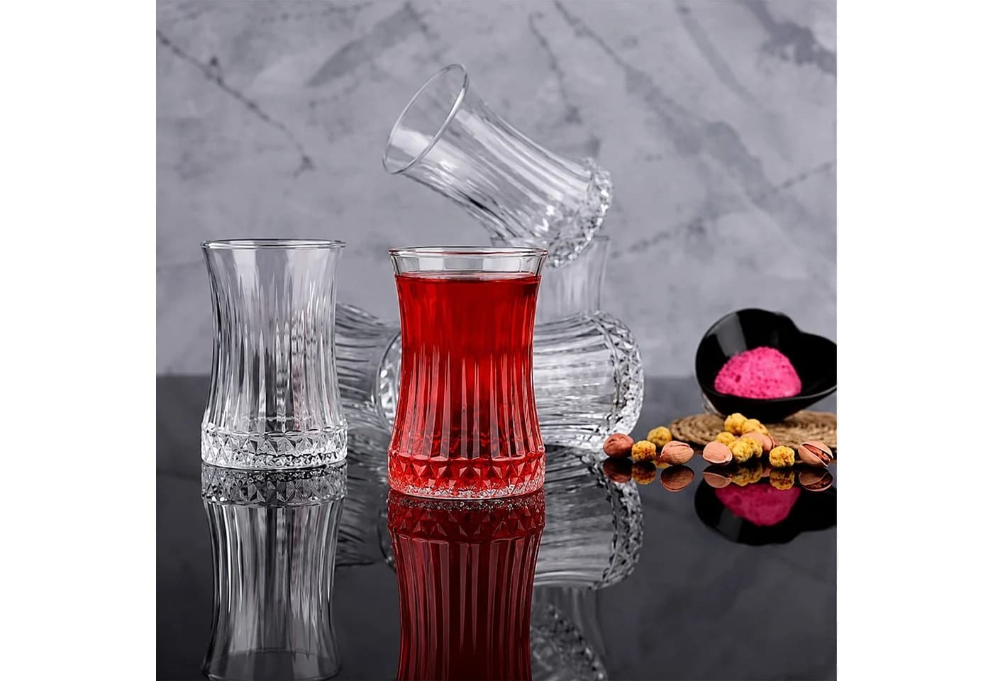Pasabahce Elysia Teegläser-Set 6-tlg. Glas Retro Design