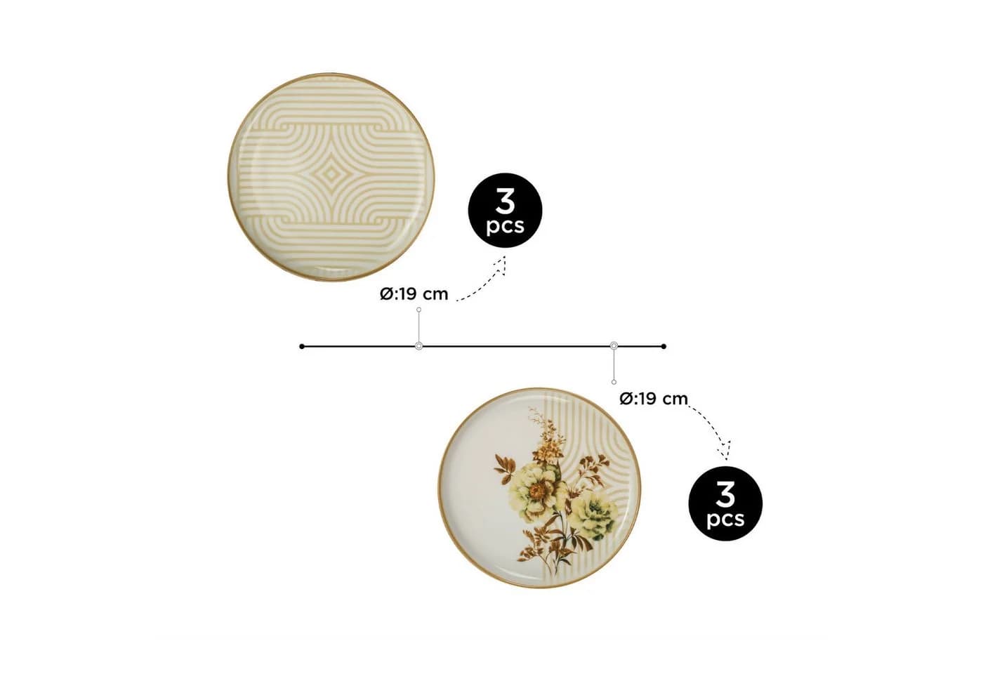 Kütahya Porselen Dessertteller Magicland 6-tlg. 21 cm Braun