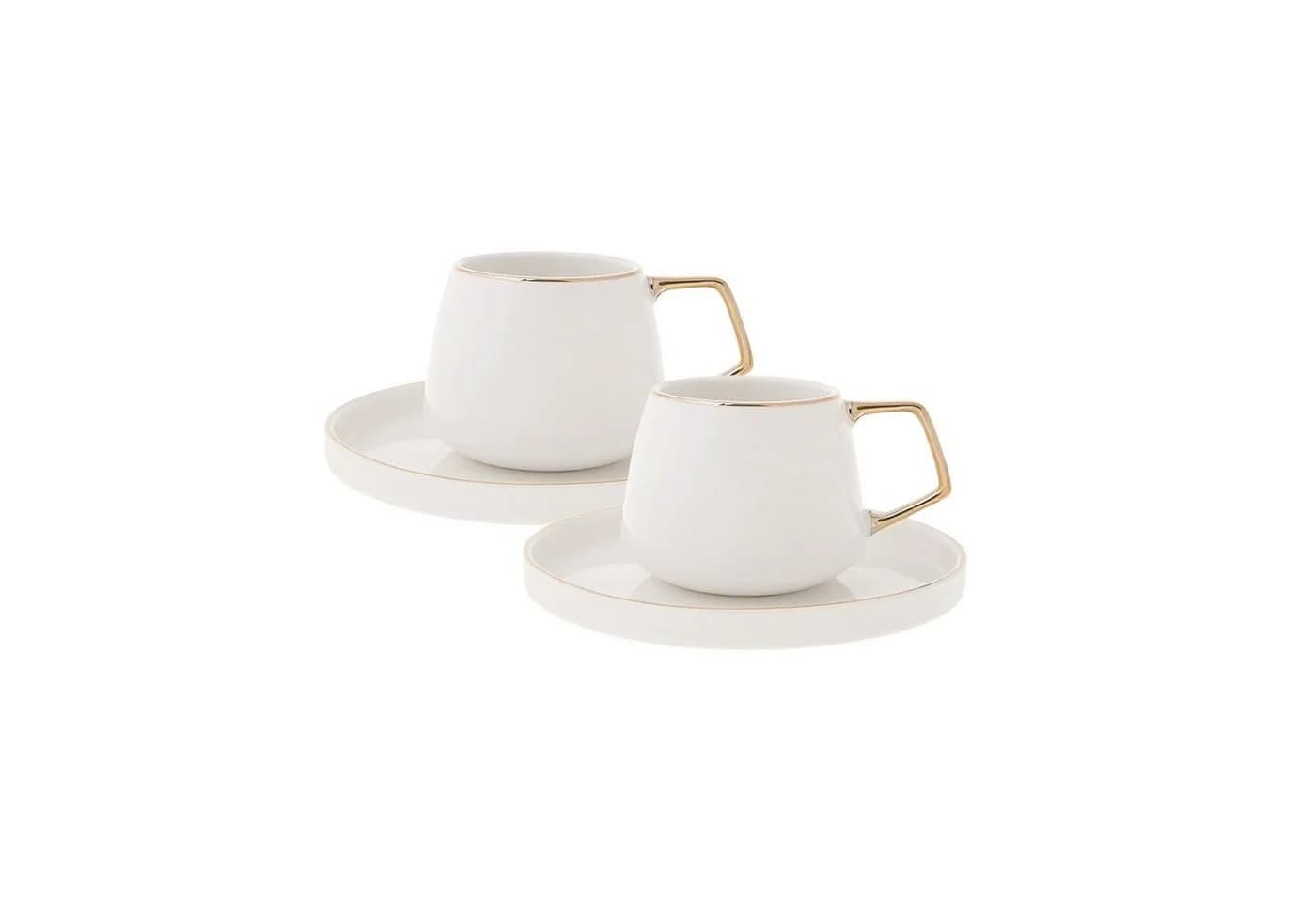 Karaca Saturn Kaffeeservice 4-teilig Gold Weiß Porzellan
