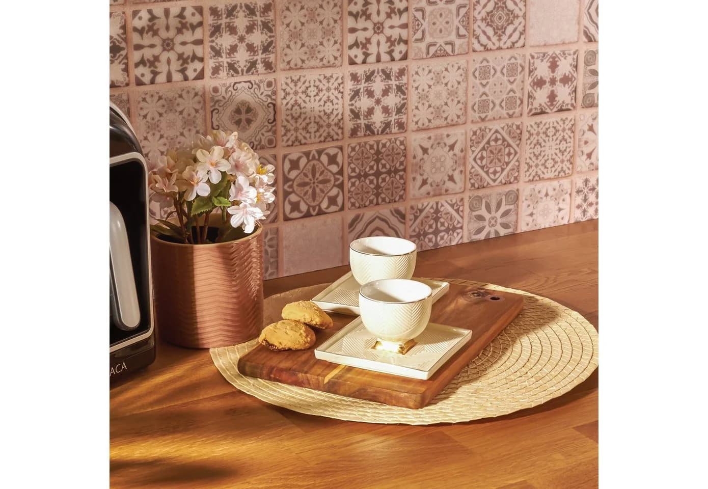 Karaca Art Deco Kaffeeservice 4-teilig Creme Porzellan