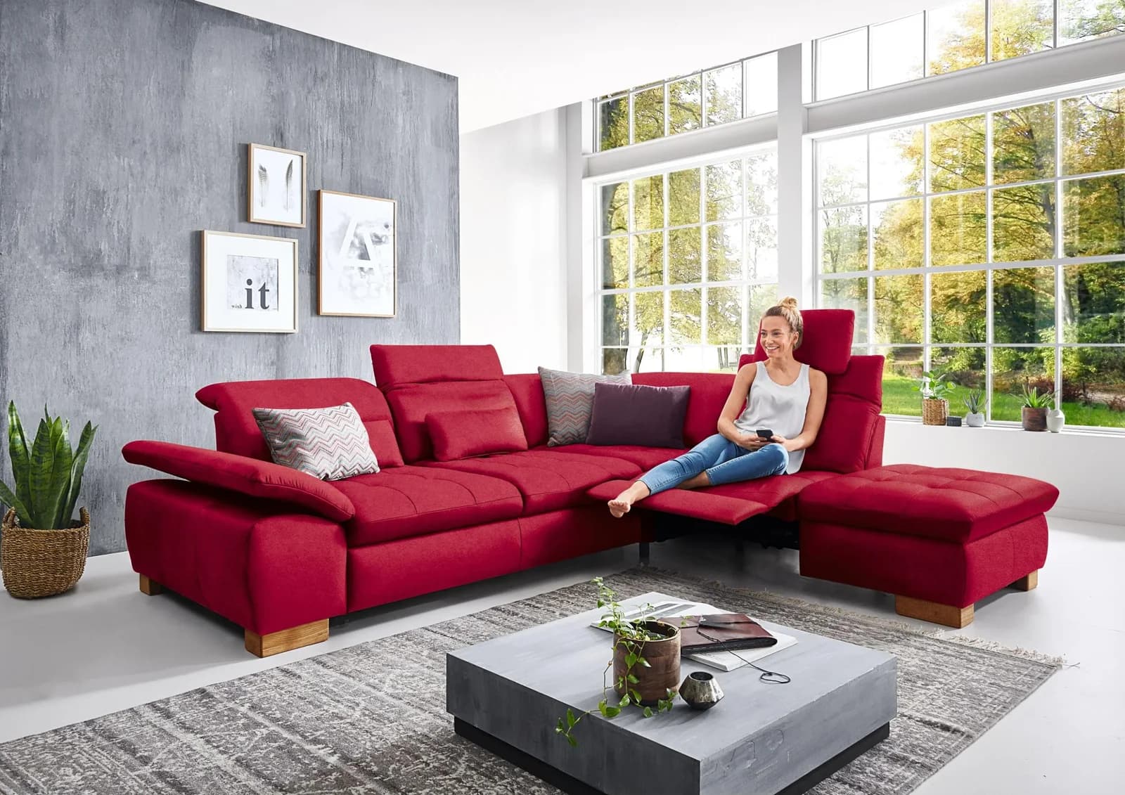 Polsterecke Vito Fulla Bordeaux Polyester