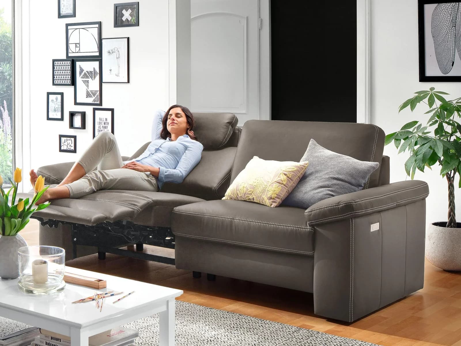 Vito STEP PLUS 3-Sitzer Sofa Echtleder Braun