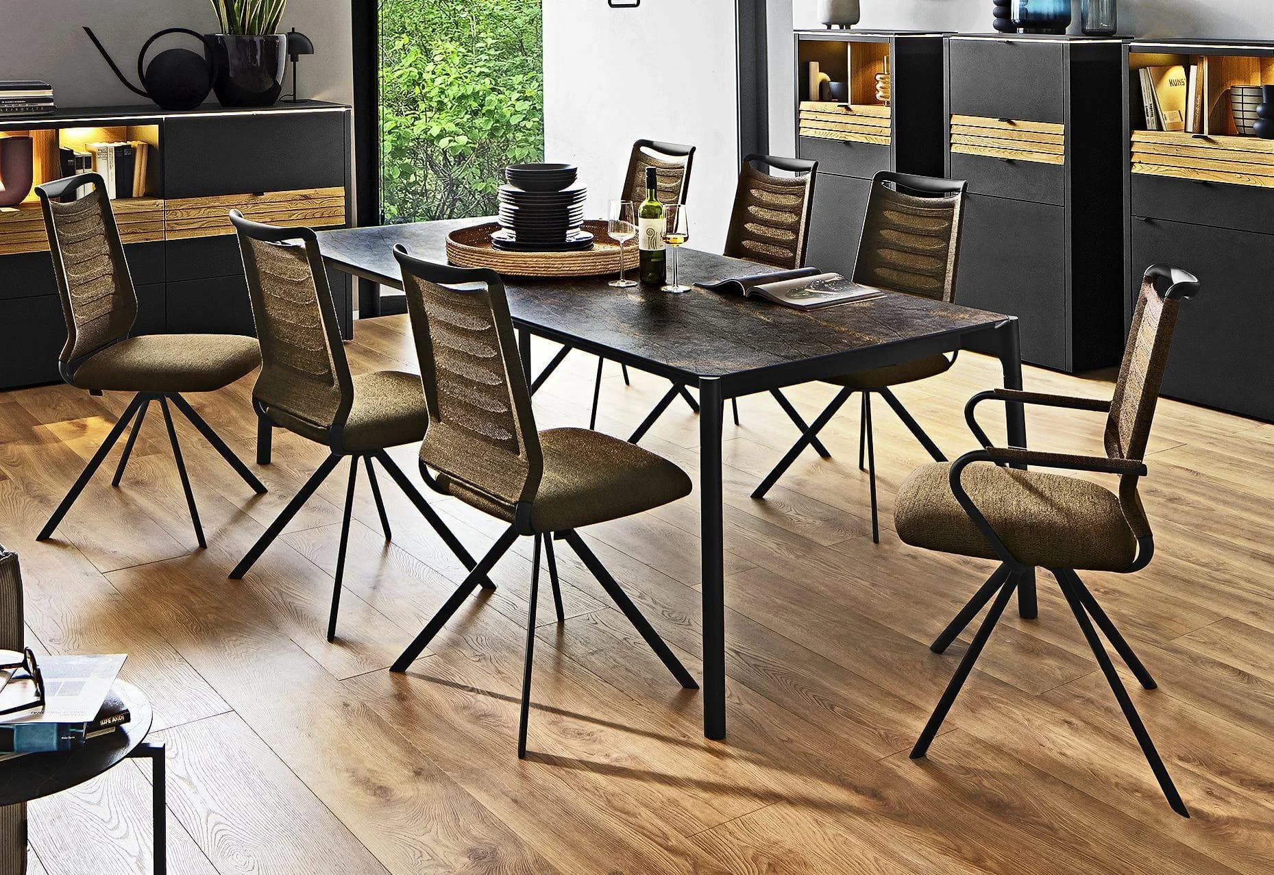Esstisch VENJAKOB MIO PLUS Grau Dekton Laurent Metall anthrazit
