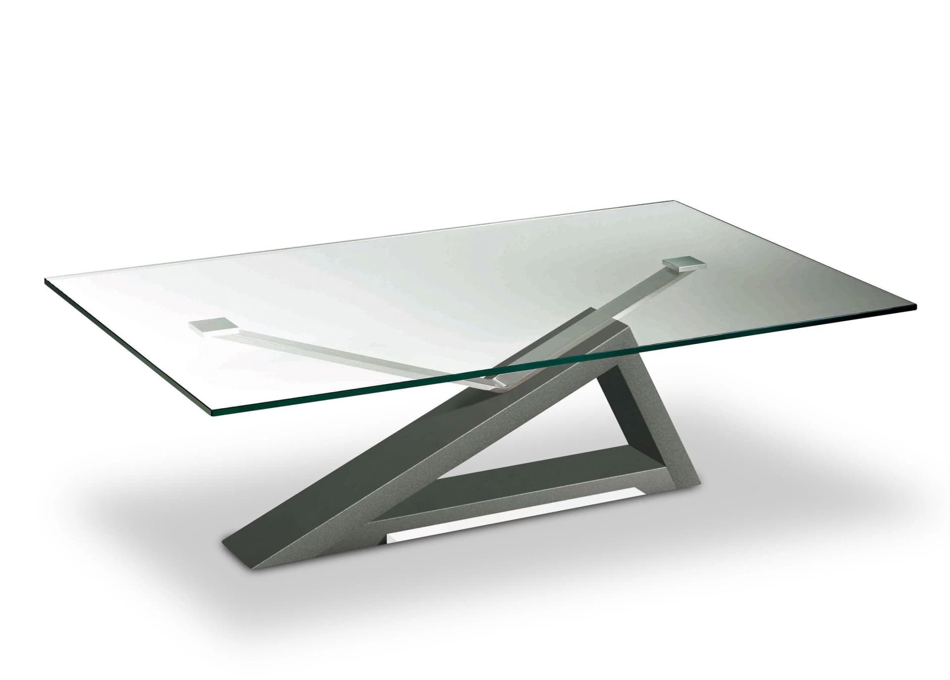 Couchtisch 7215NK-127-61 Grau Edelstahl Glas