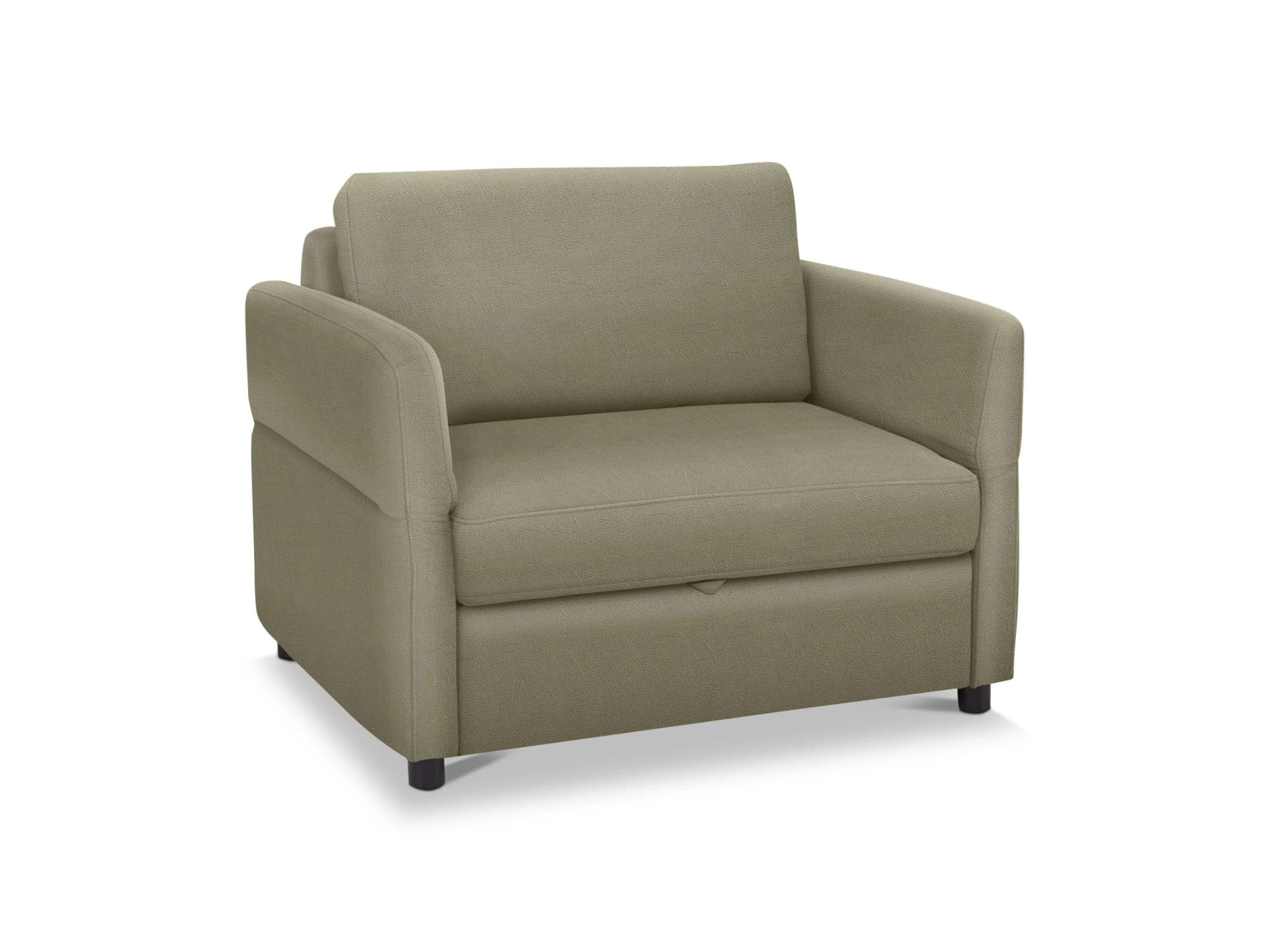 Sessel SLEEP mit Bettauszug, Leder Punch, Holz schwarz