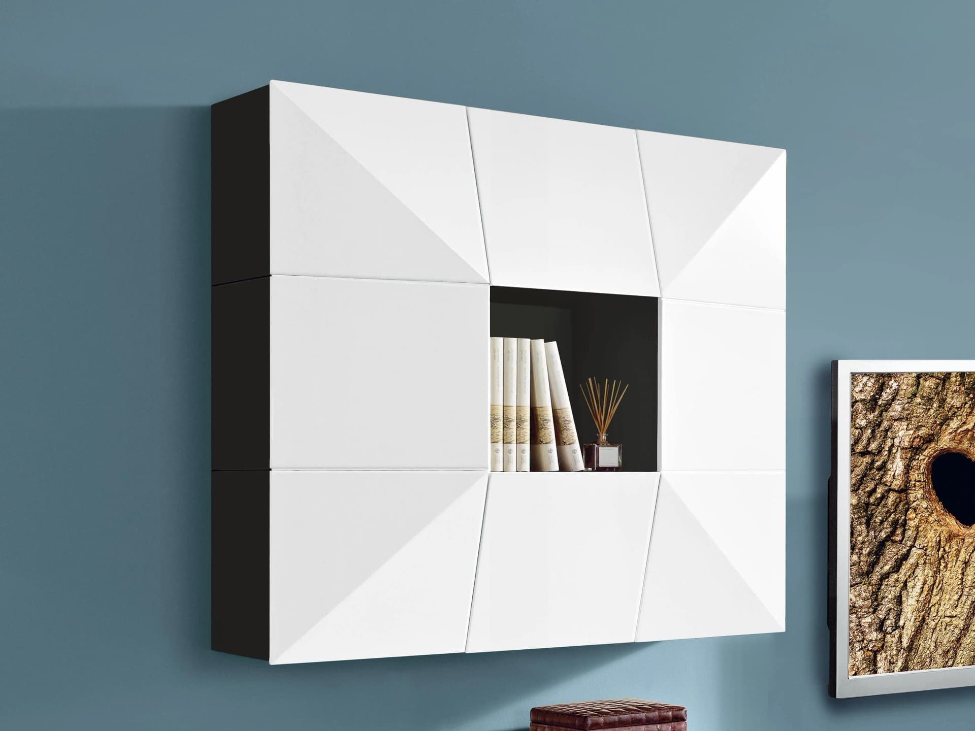 MONDO PRISMA PLUS Schrank Weiß/Grau Modernes Hängeelement