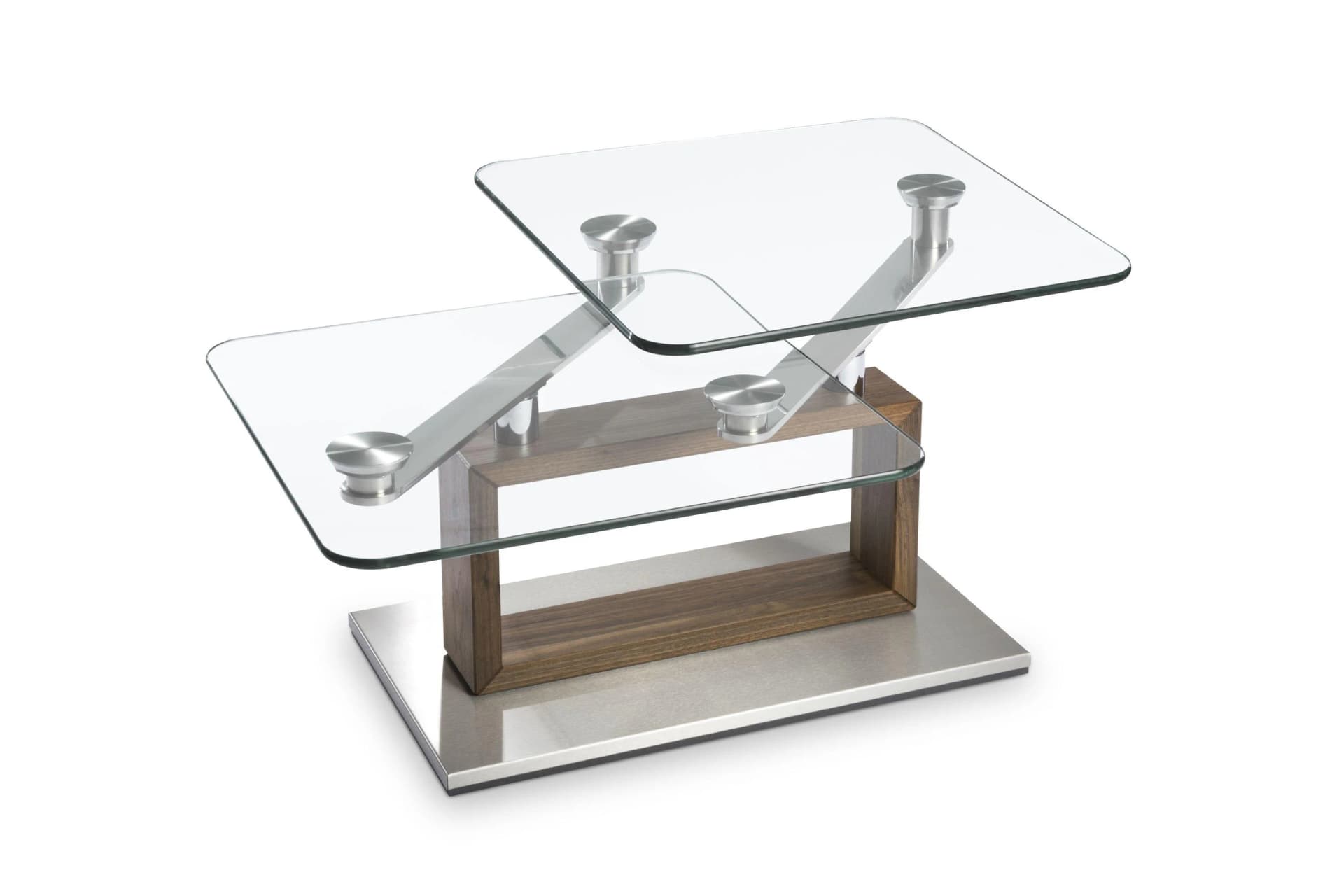 Couchtisch 7660 EK-36 Nussbaum Glas schwenkbar Braun