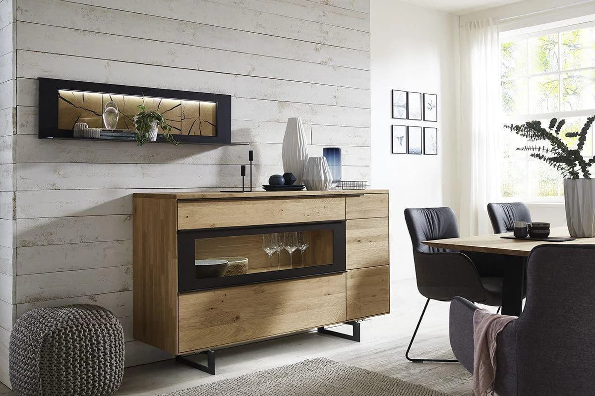 witlake Sideboard CORTONA Wildeiche massiv mit Metallfußgestell