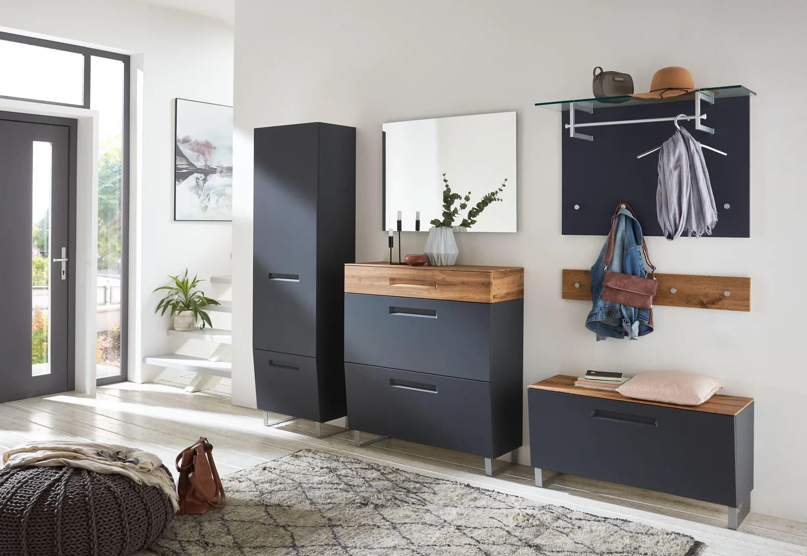 Garderobenset MONDO Mirar Grau mit Soft-Close