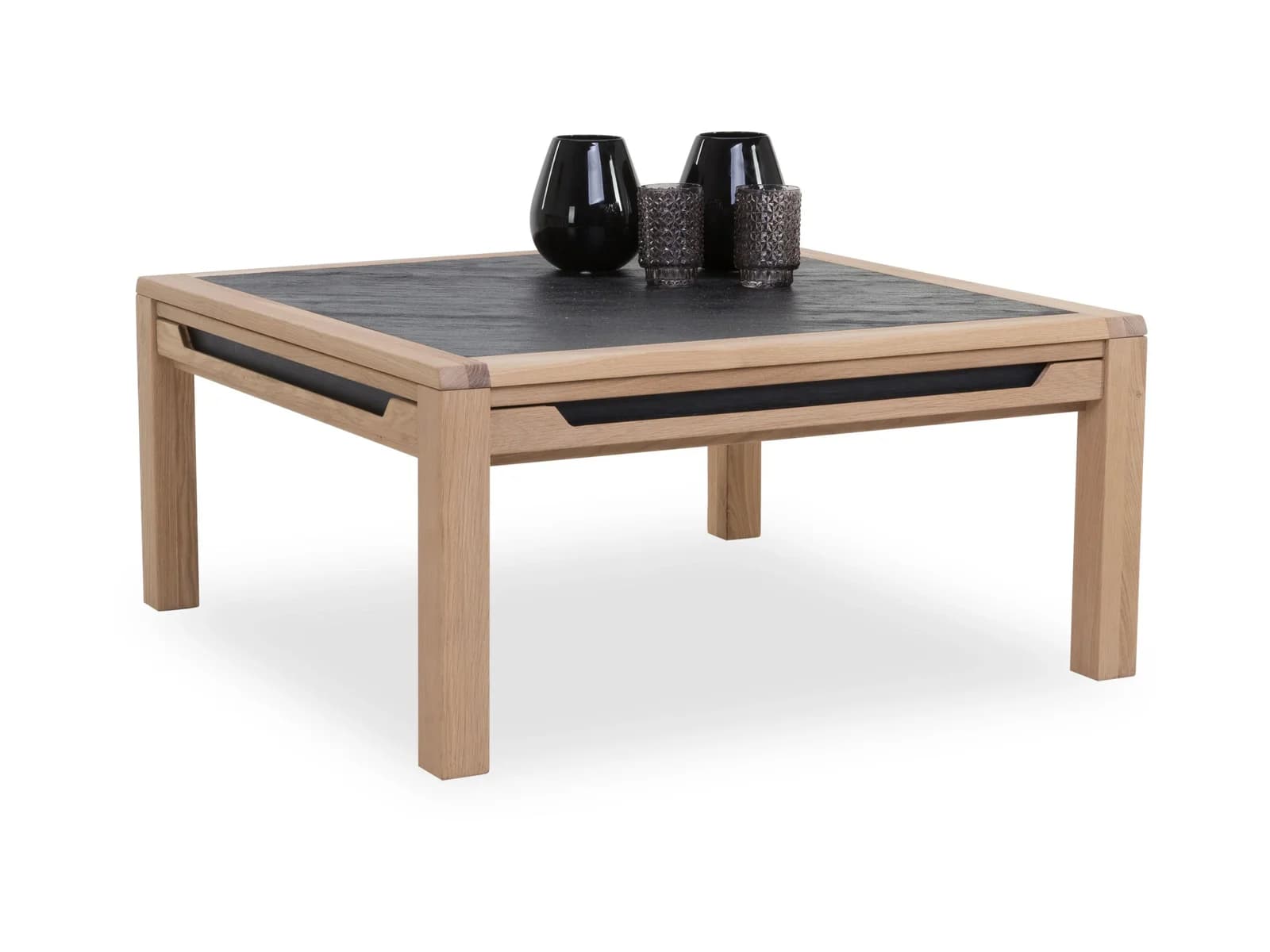 Couchtisch AMENO Wildeiche massiv Schiefer