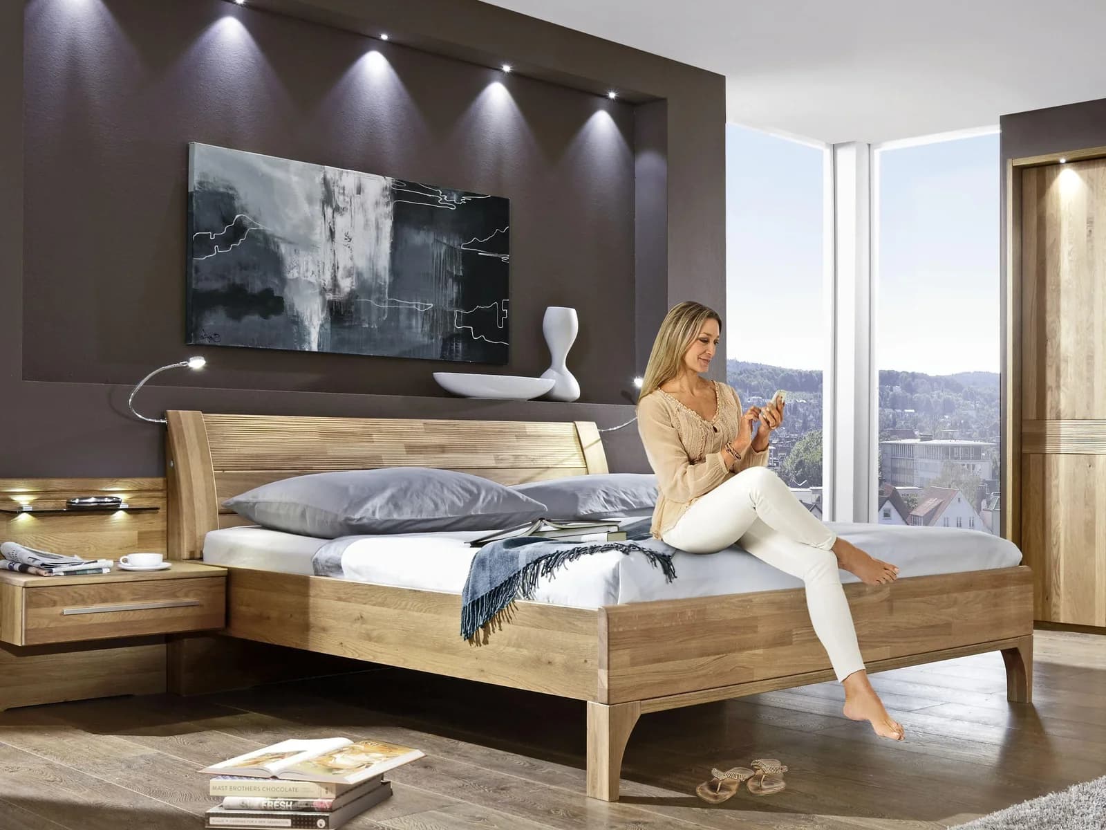 Futonbett MONDO PAOO Erle teilmassiv Braun
