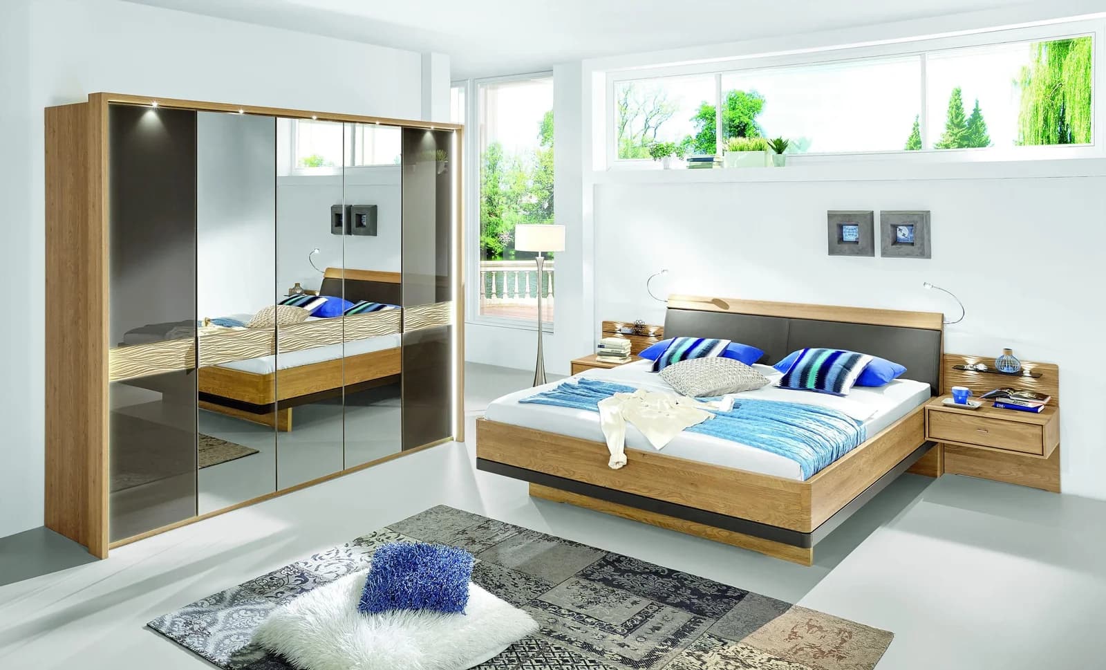 Mondo Schlafzimmer MONDO WEGA Eiche Glas Havanna mit Bett und Nachtschränken