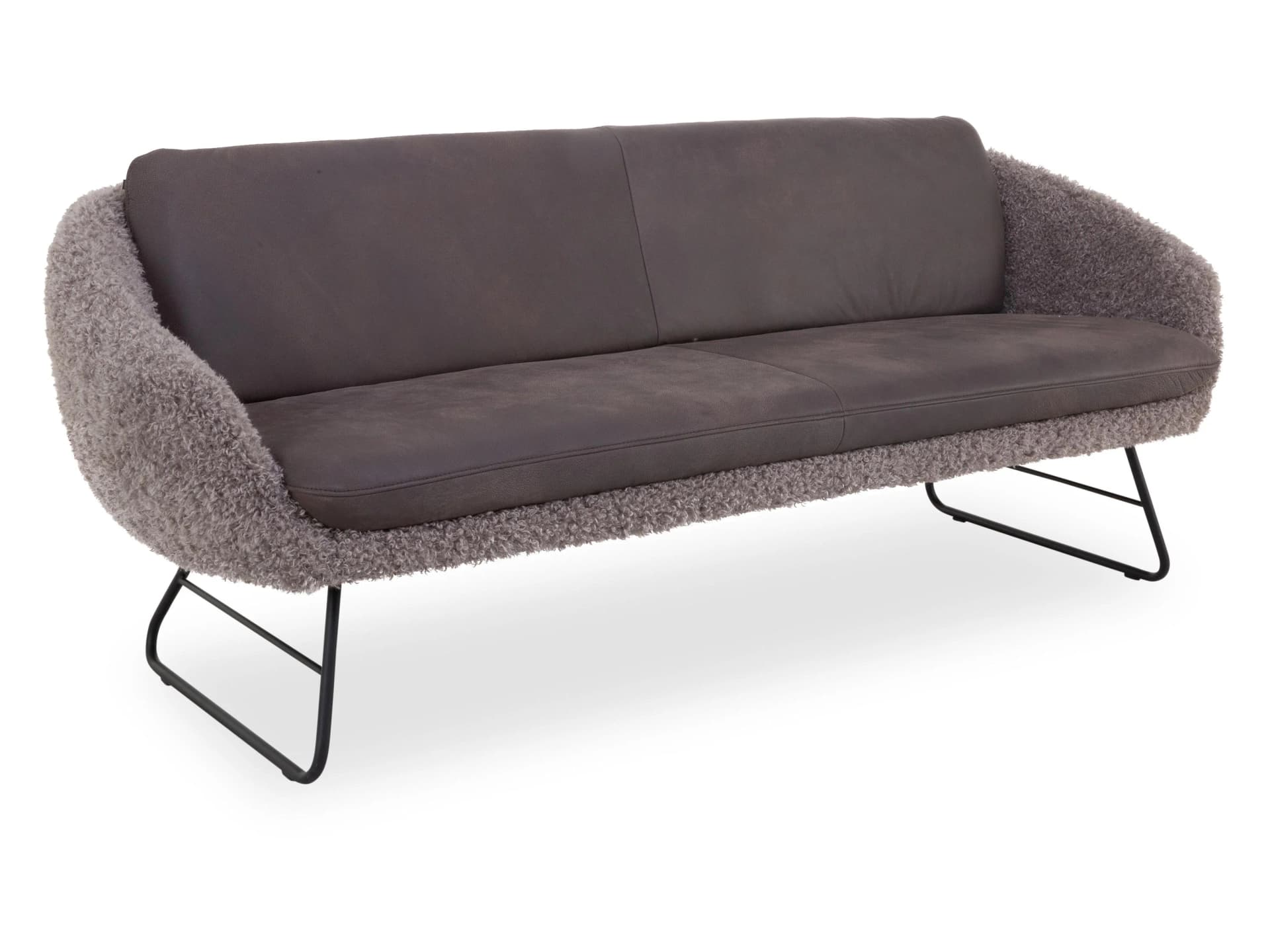 Sitzbank KOINOR BONEO Braun Schwarz Leder Metallkufe