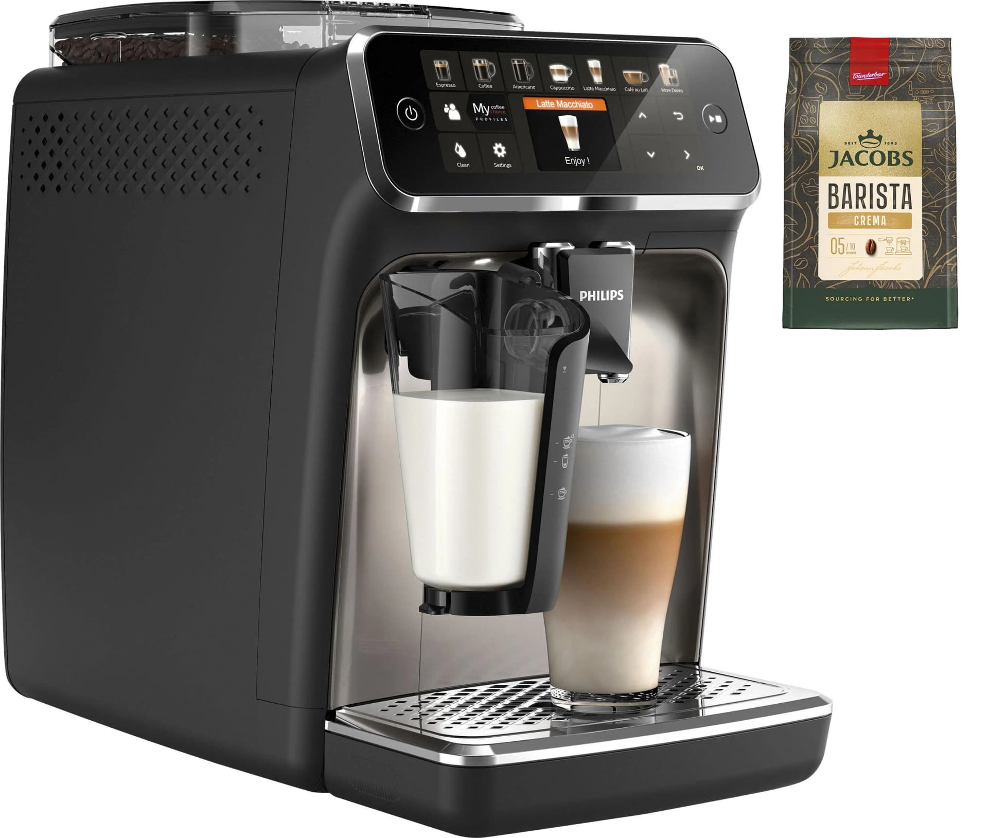 Philips Kaffeevollautomat 5400 Series EP5447/90 LatteGo Schwarz