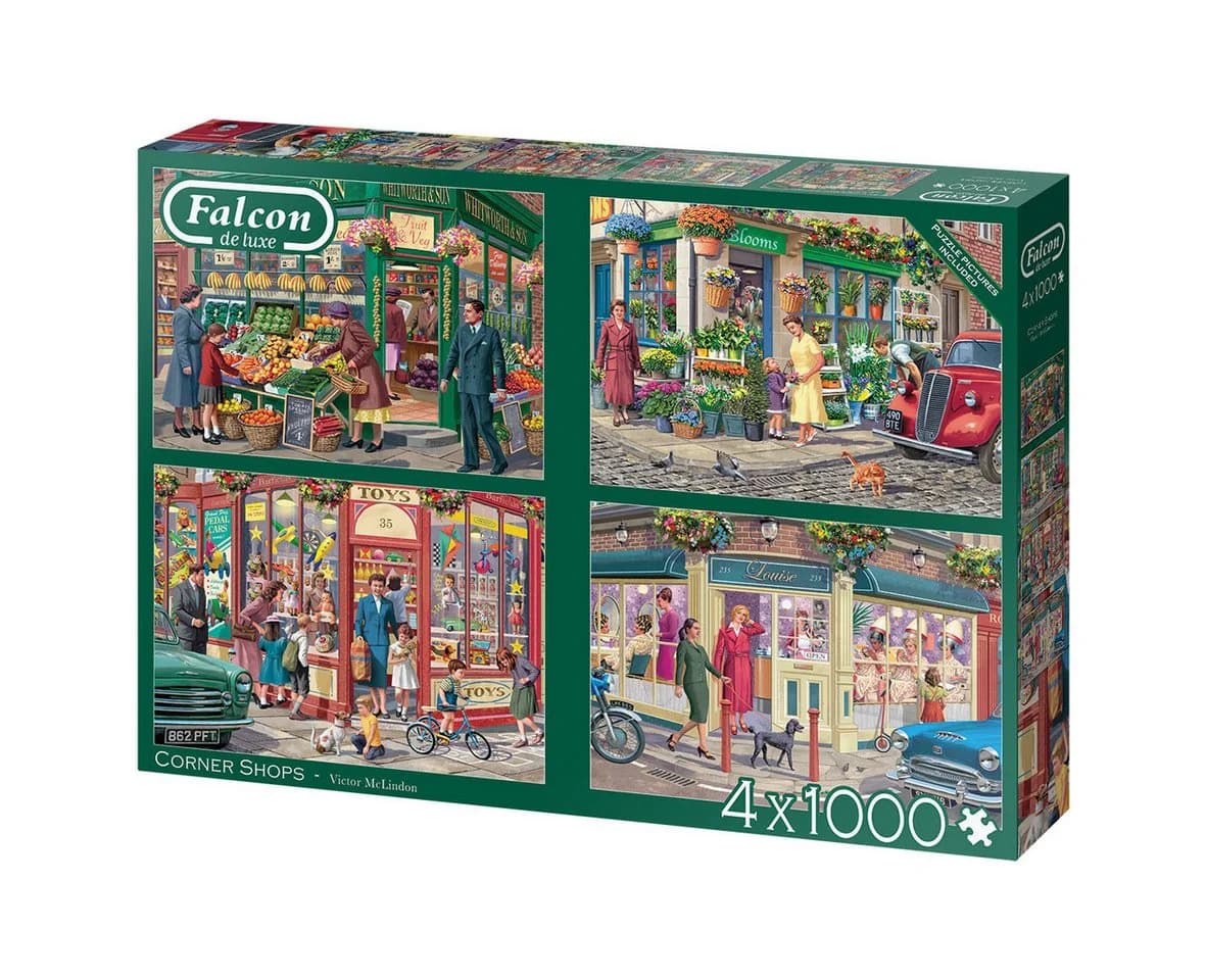 Jumbo Spiele Puzzle 4x1000 Teile Corner Shops Victor McLindon