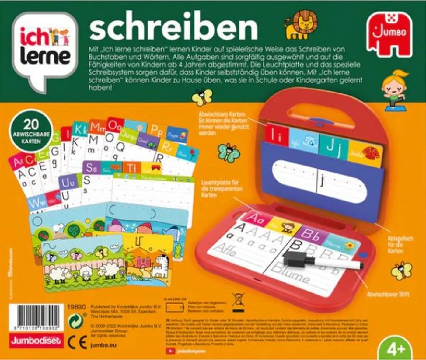 Jumbo Spiele Spiel Ich lerne Schreiben - Lernspiel mit Leuchtplatte